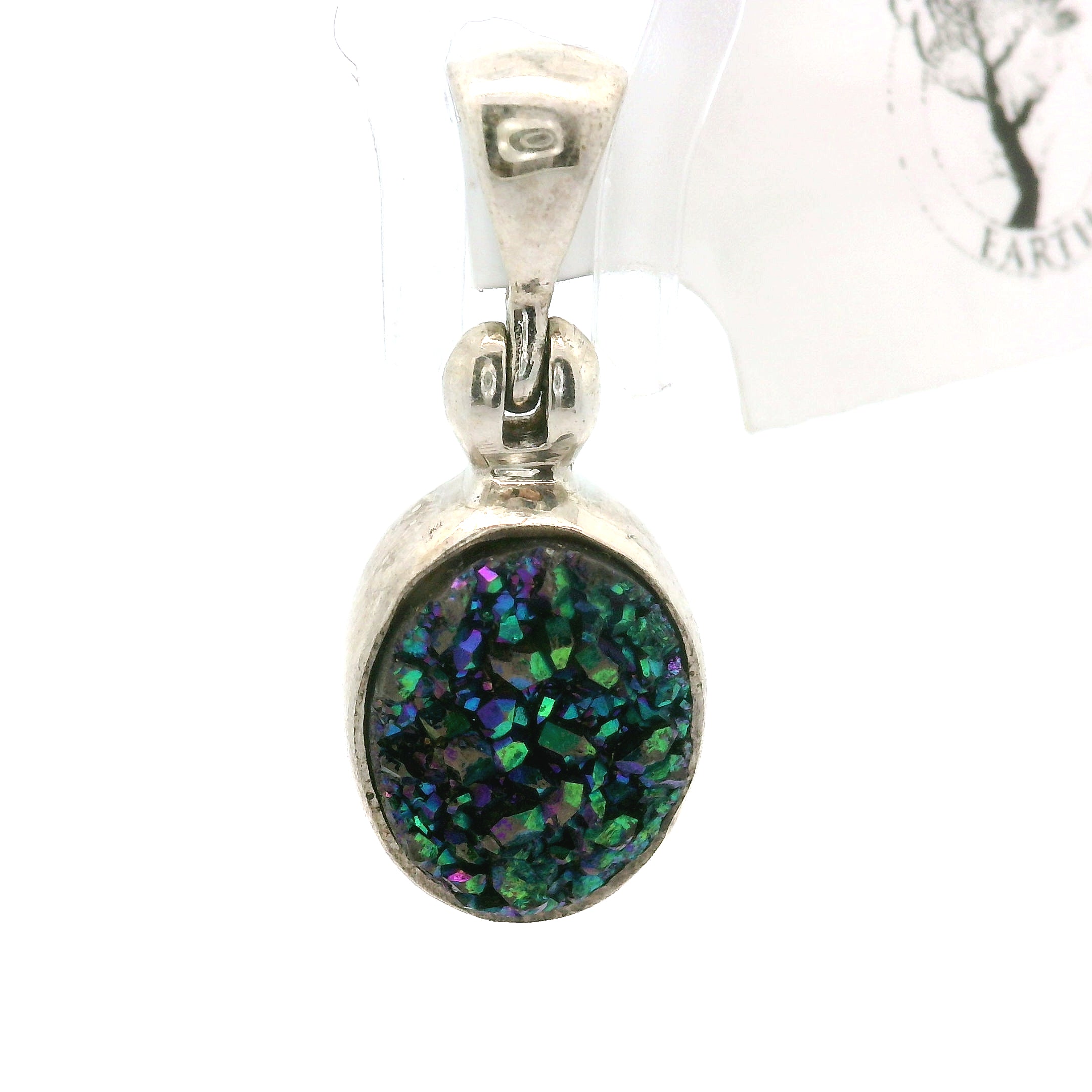 Aura Druzy Pendants .925 Silver for Peace and Soothing Stress