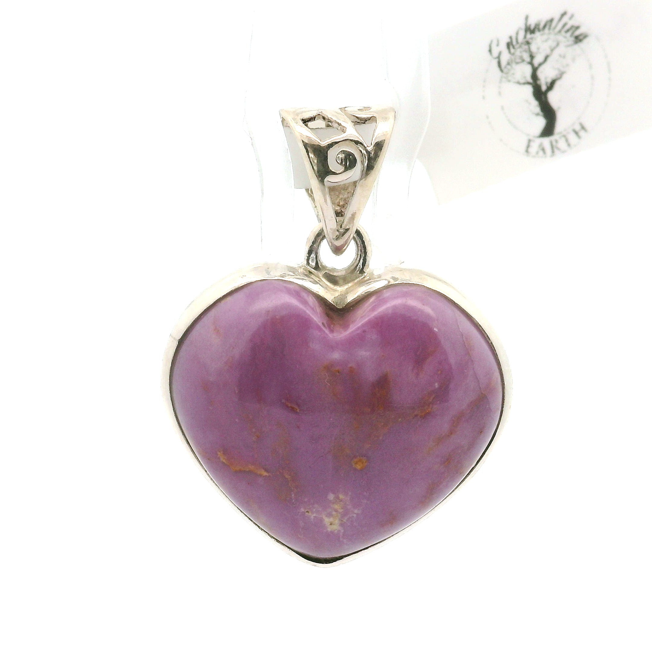 Phosphosiderite Heart Pendants .925 Silver for Intuition, Meditation & Past Life Work