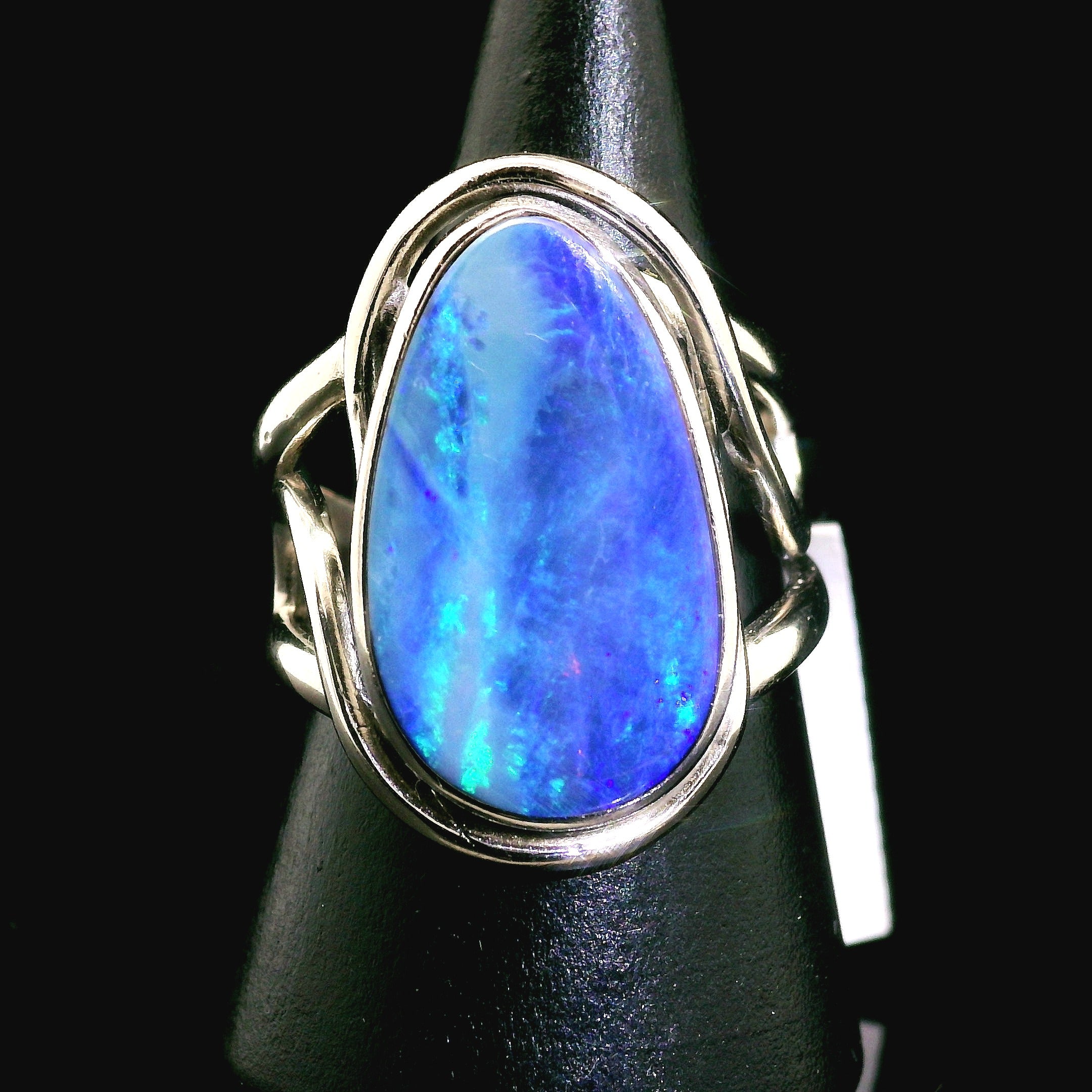 Australian Opal Cuff Ring .925 Silver for Joy and Self Discovery