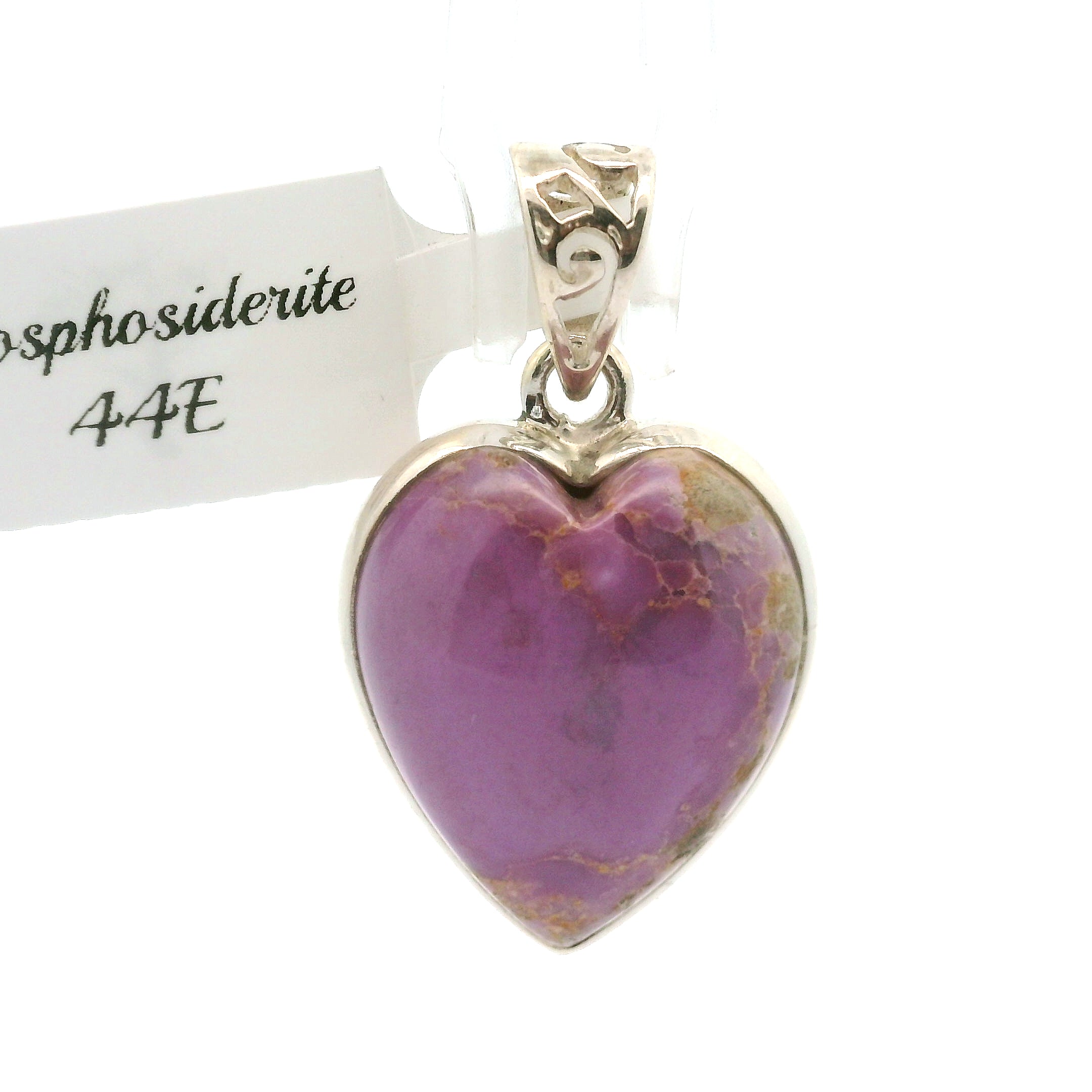 Phosphosiderite Heart Pendants .925 Silver for Intuition, Meditation & Past Life Work