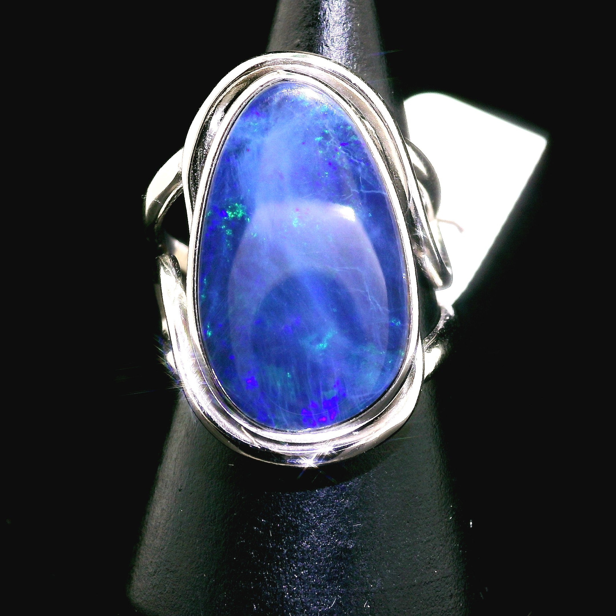 Australian Opal Cuff Ring .925 Silver for Joy and Self Discovery