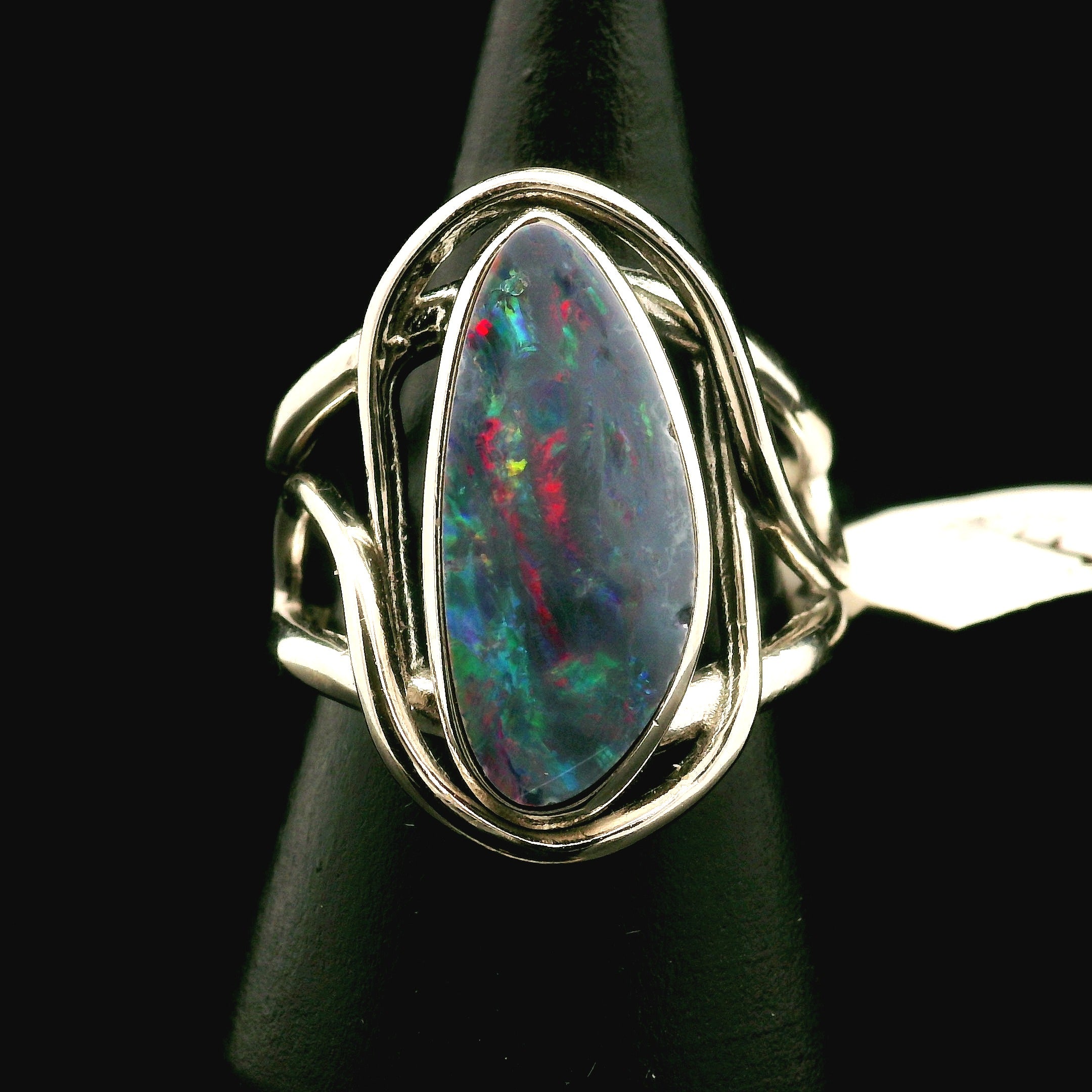 Australian Opal Cuff Ring .925 Silver for Joy and Self Discovery