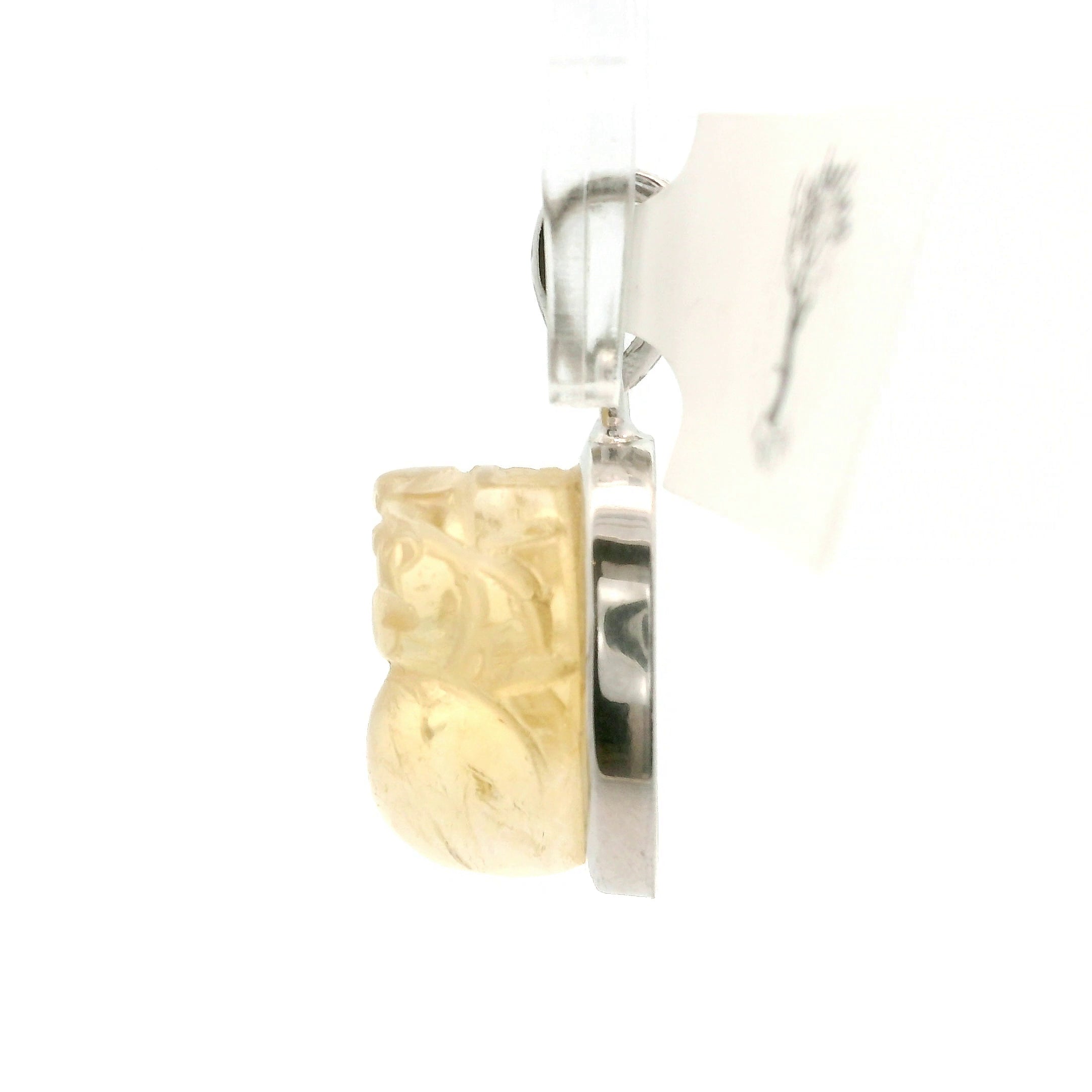 Citrine Pixiu Pendant .925 Silver for Abundance, Intuition, Luck and Protection