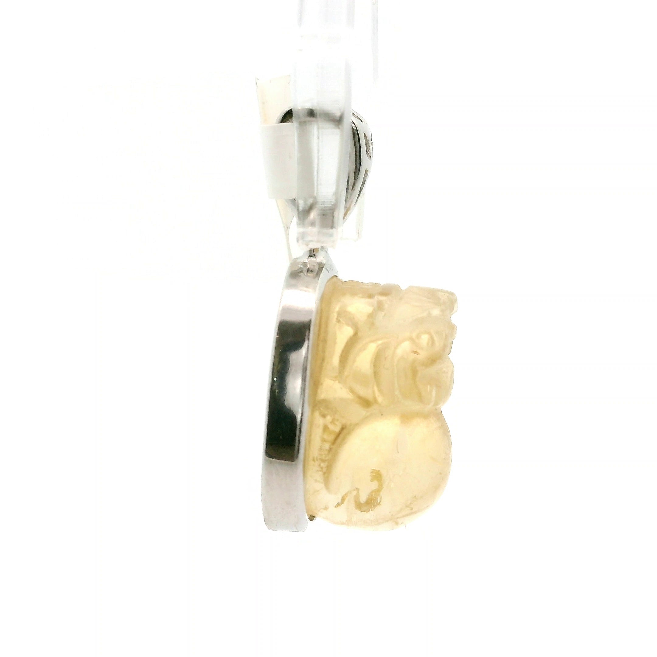 Citrine Pixiu Pendant .925 Silver for Abundance, Intuition, Luck and Protection