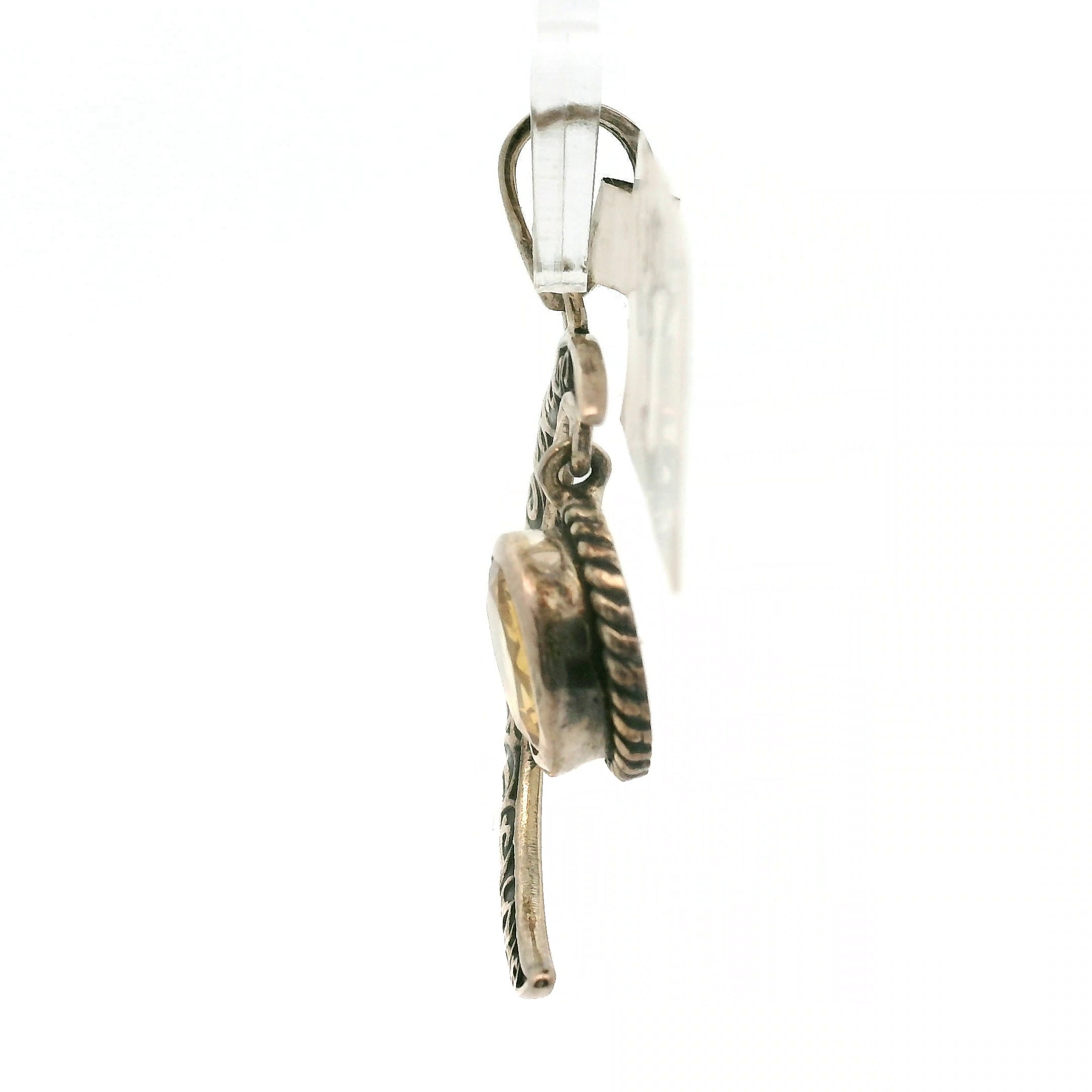 Moon Crescent Citrine Pendant .925 Sterling Silver for Personal Power and Intuition