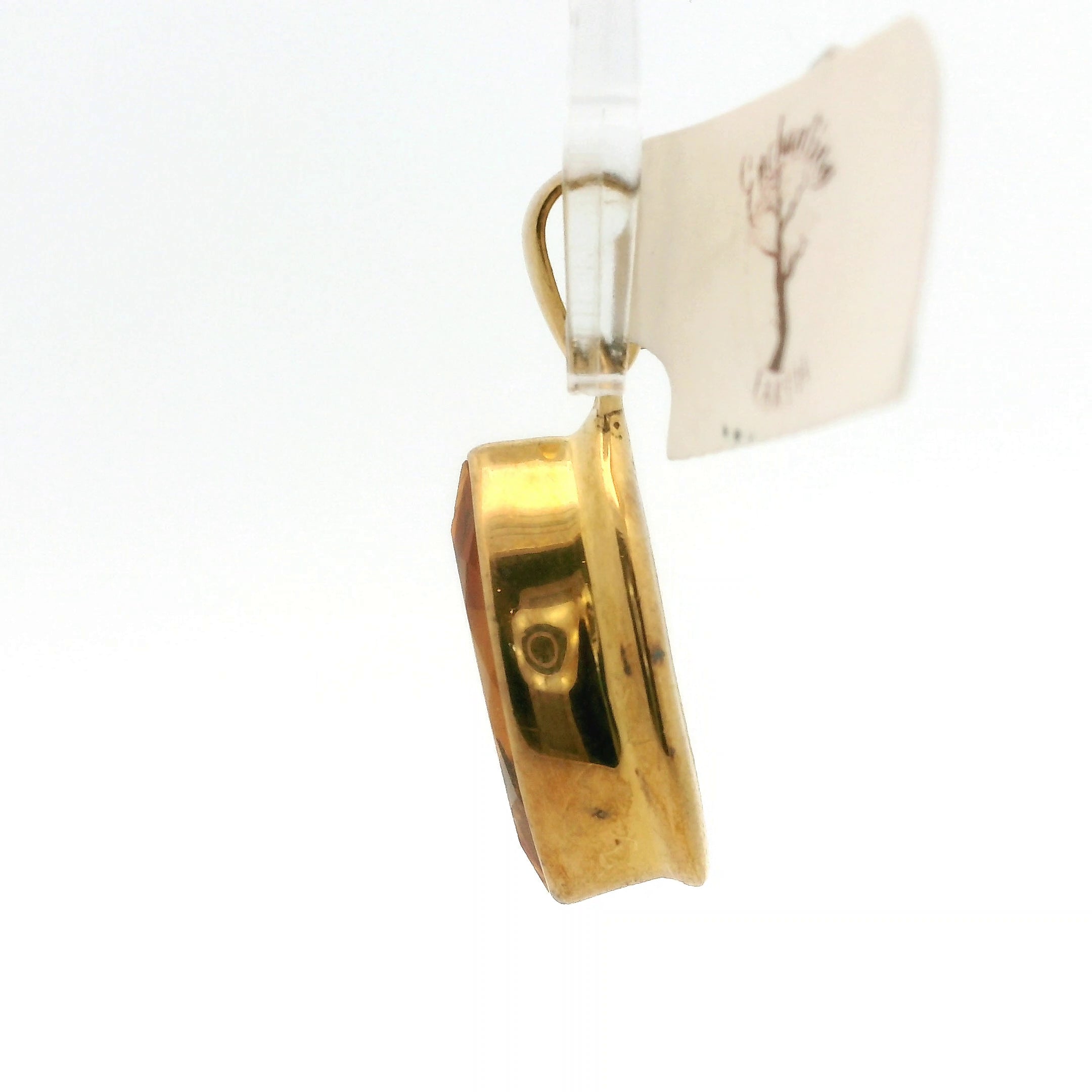 Citrine Marquise Pendant .925 Silver with Gold Plating for Abundance, Good Luck and Positivity