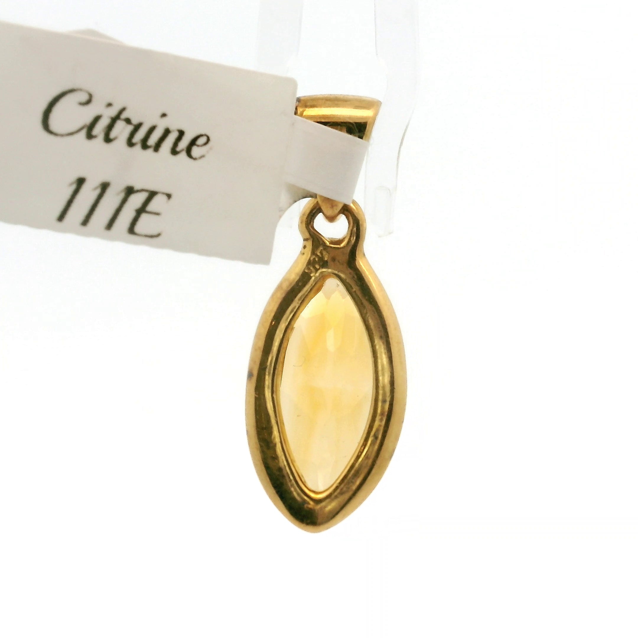 Citrine Marquise Pendant .925 Silver with Gold Plating for Abundance, Good Luck and Positivity