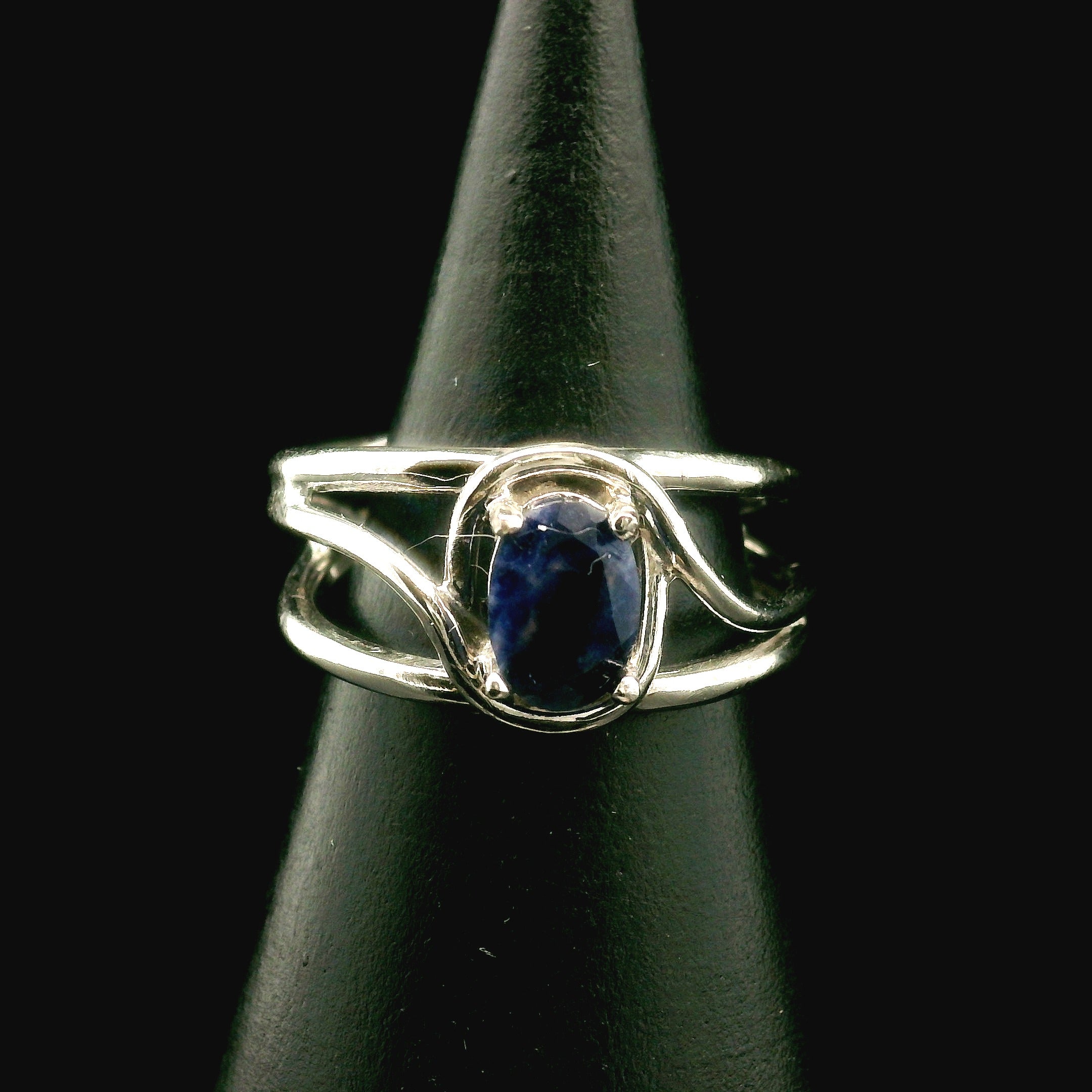 Sodalite Midi Cuff Ring .925 Silver for Dream Recall and Relaxation