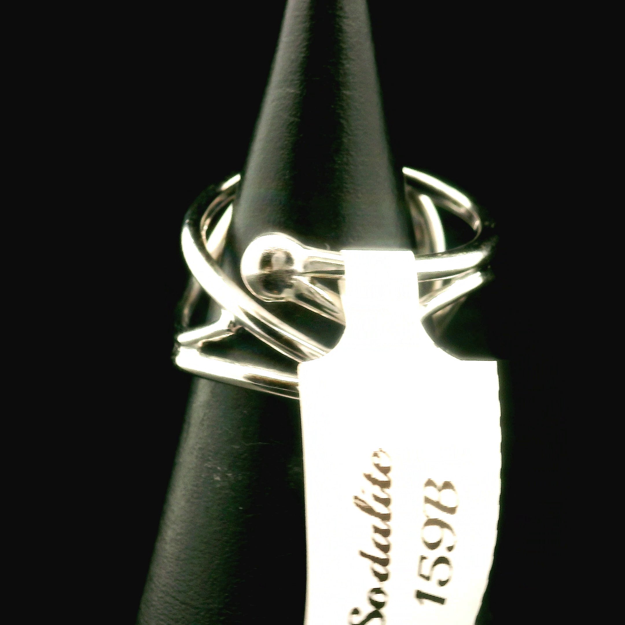 Sodalite Cuff Ring .925 Silver for Dream Recall and Relaxation