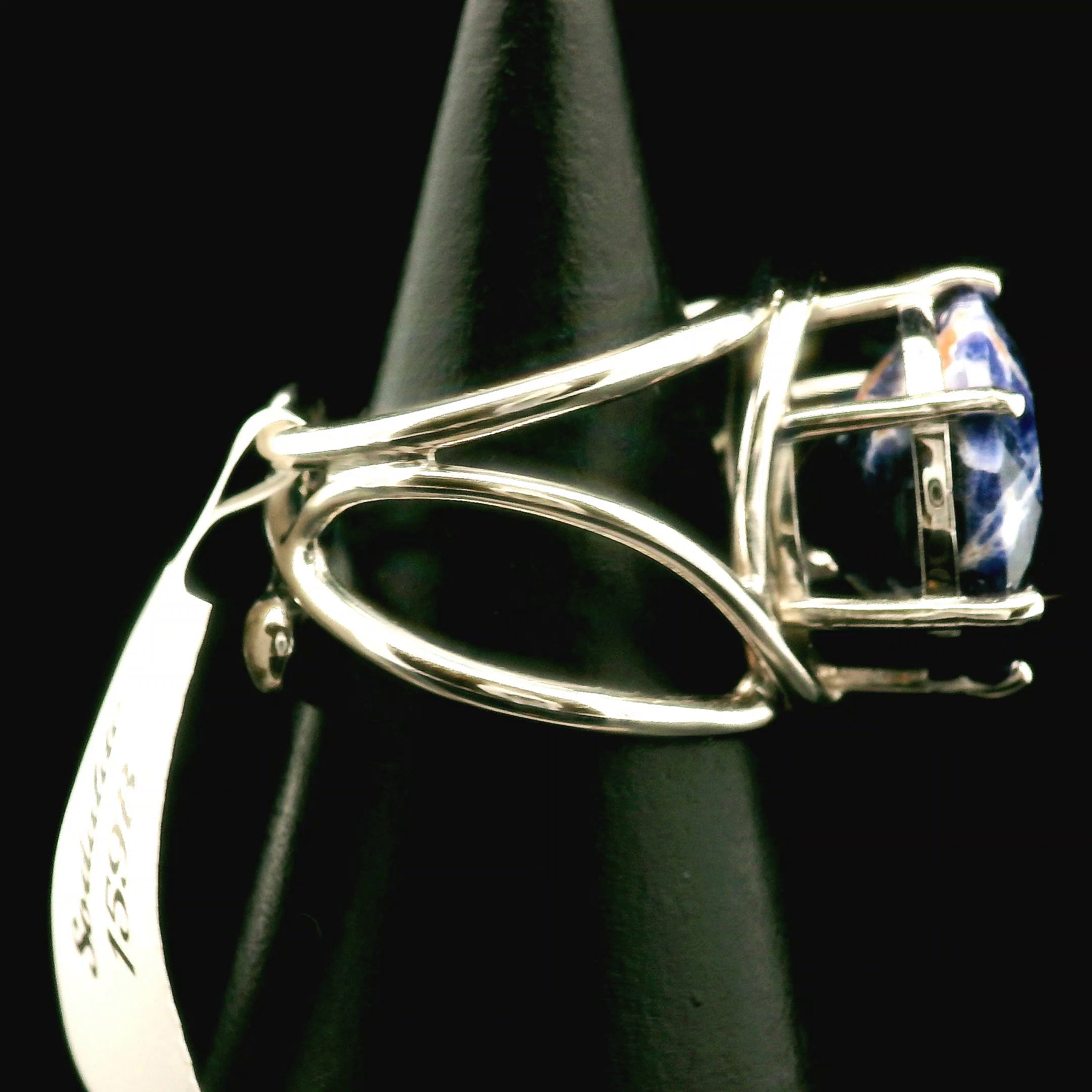 Sodalite Cuff Ring .925 Silver for Dream Recall and Relaxation