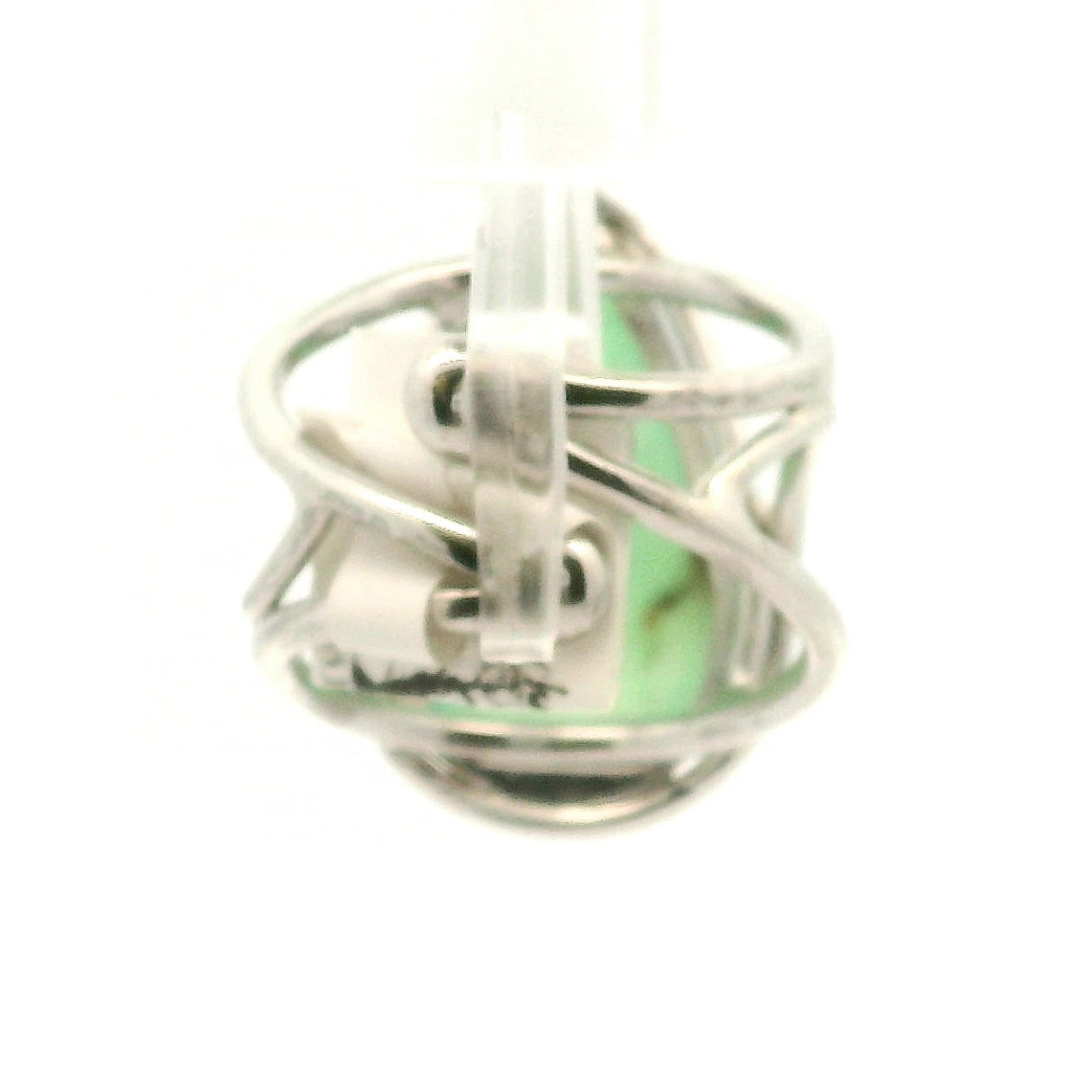 Chrysoprase With Moonstone Cuff Ring .925 Silver for Attract Abundance and New Opportunities
