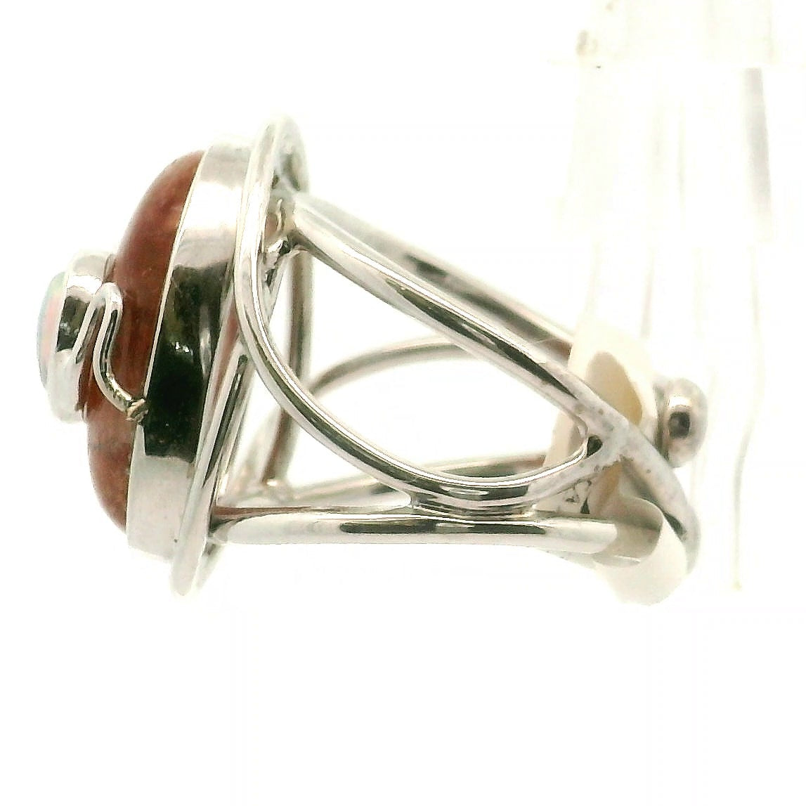 Sunstone and Opal Cuff Ring .925 Silver for Confidence, Strength and Transformation