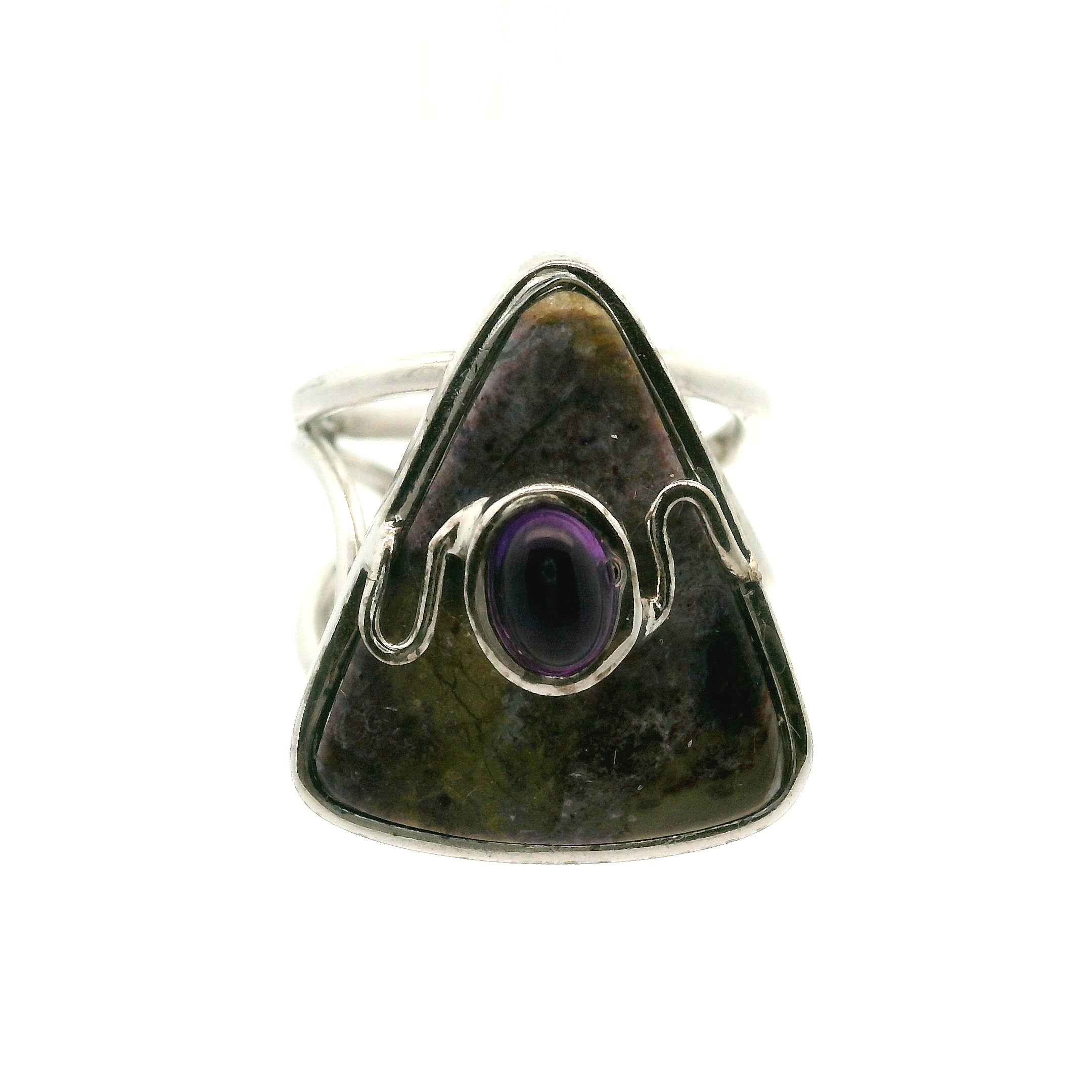 Tiffany Stone and Amethyst Cuff Ring .925 Silver for Harmonizing your Relationships and Pleasure