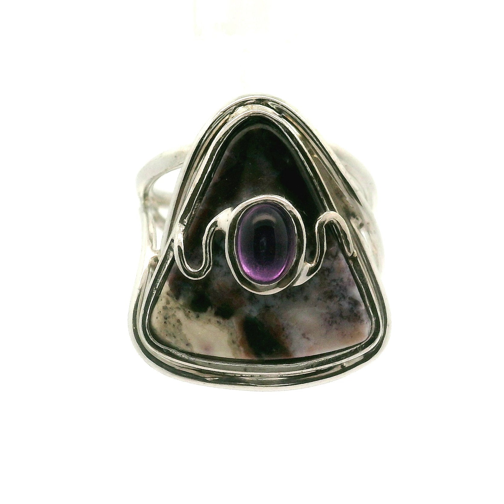 Tiffany Stone and Amethyst Cuff Ring .925 Silver for Harmonizing your Relationships and Pleasure
