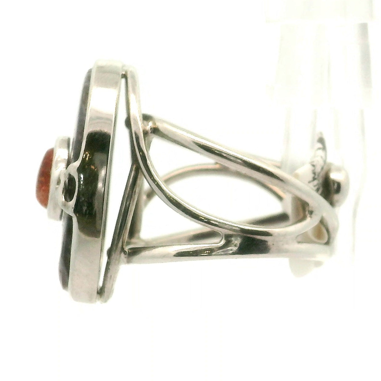 Iolite with Sunstone Cuff Ring .925 Silver for Confidence and Clear Vision