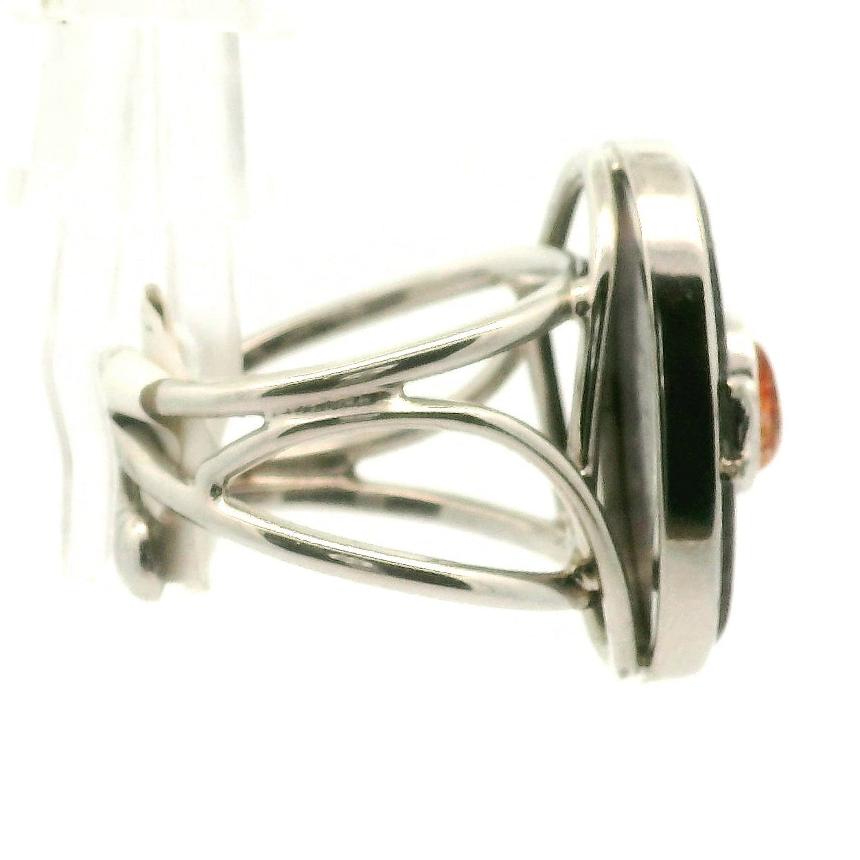 Iolite with Sunstone Cuff Ring .925 Silver for Confidence and Clear Vision