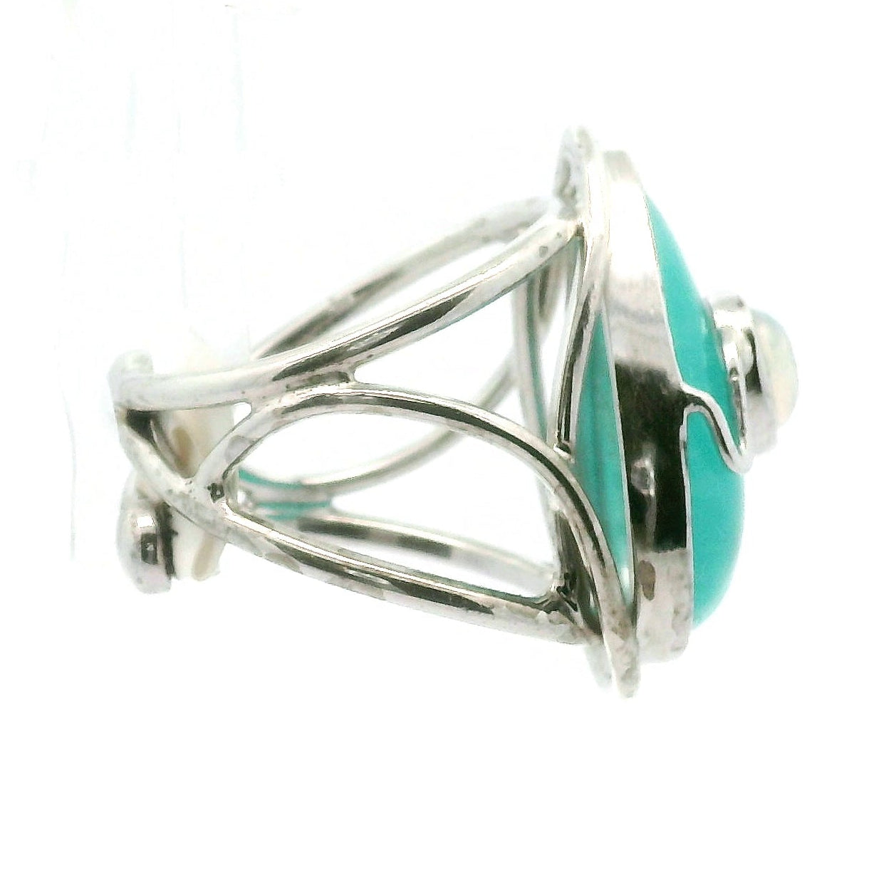 Amazonite with Opal Cuff Ring .925 Silver for Harmony and Hope
