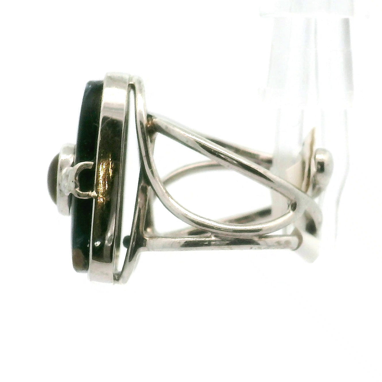 Pietersite and Citrine Cuff Ring .925 Silver for Intuition, Transformation and Willpower