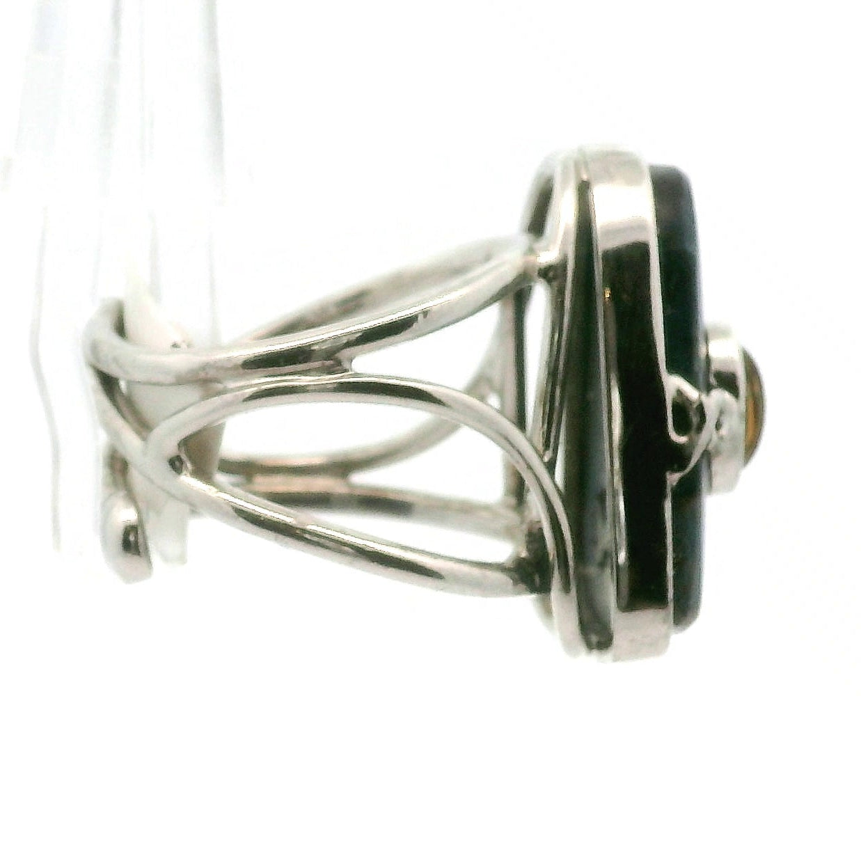 Pietersite and Citrine Cuff Ring .925 Silver for Intuition, Transformation and Willpower