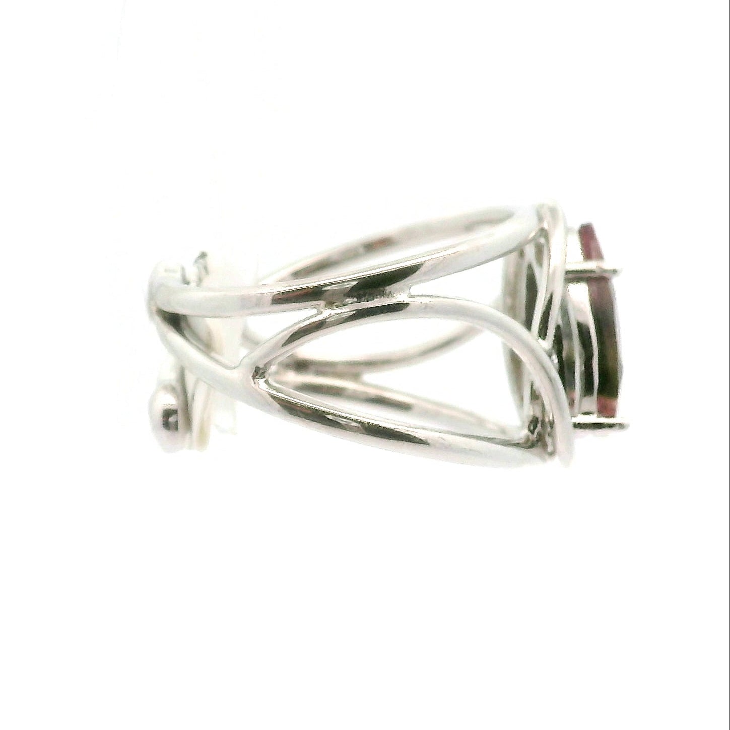 Phantom Watermelon Teardrop Tourmaline Cuff Ring .925 Silver for Profound Compassion and Self-Love