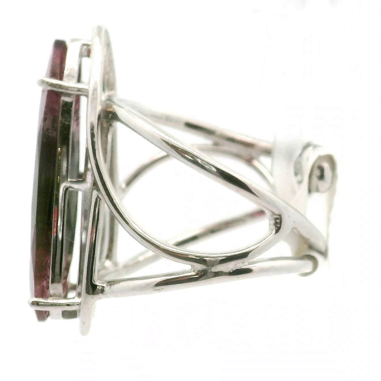 Phantom Watermelon Teardrop Tourmaline Cuff Ring .925 Silver for Profound Compassion and Self-Love