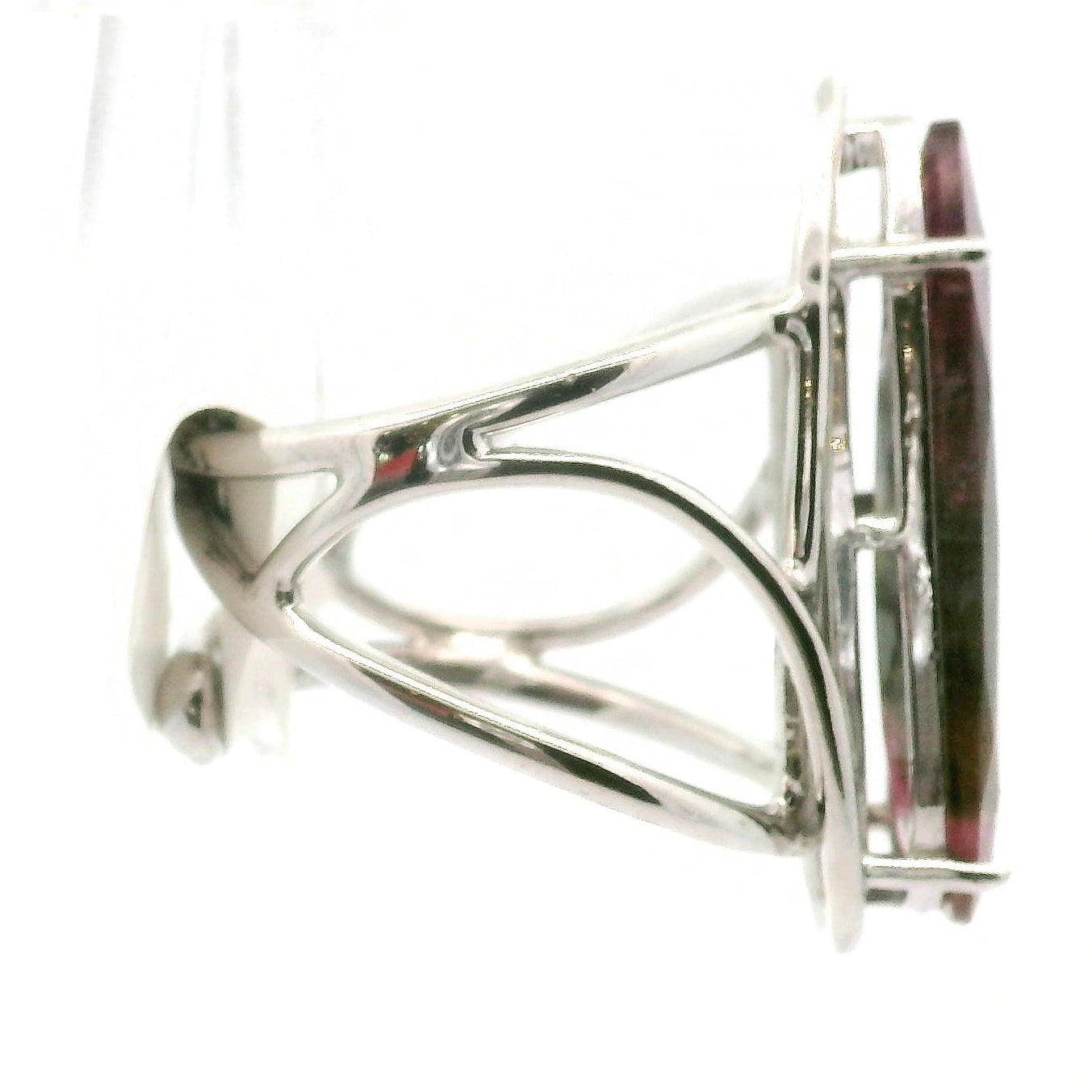 Phantom Watermelon Teardrop Tourmaline Cuff Ring .925 Silver for Profound Compassion and Self-Love