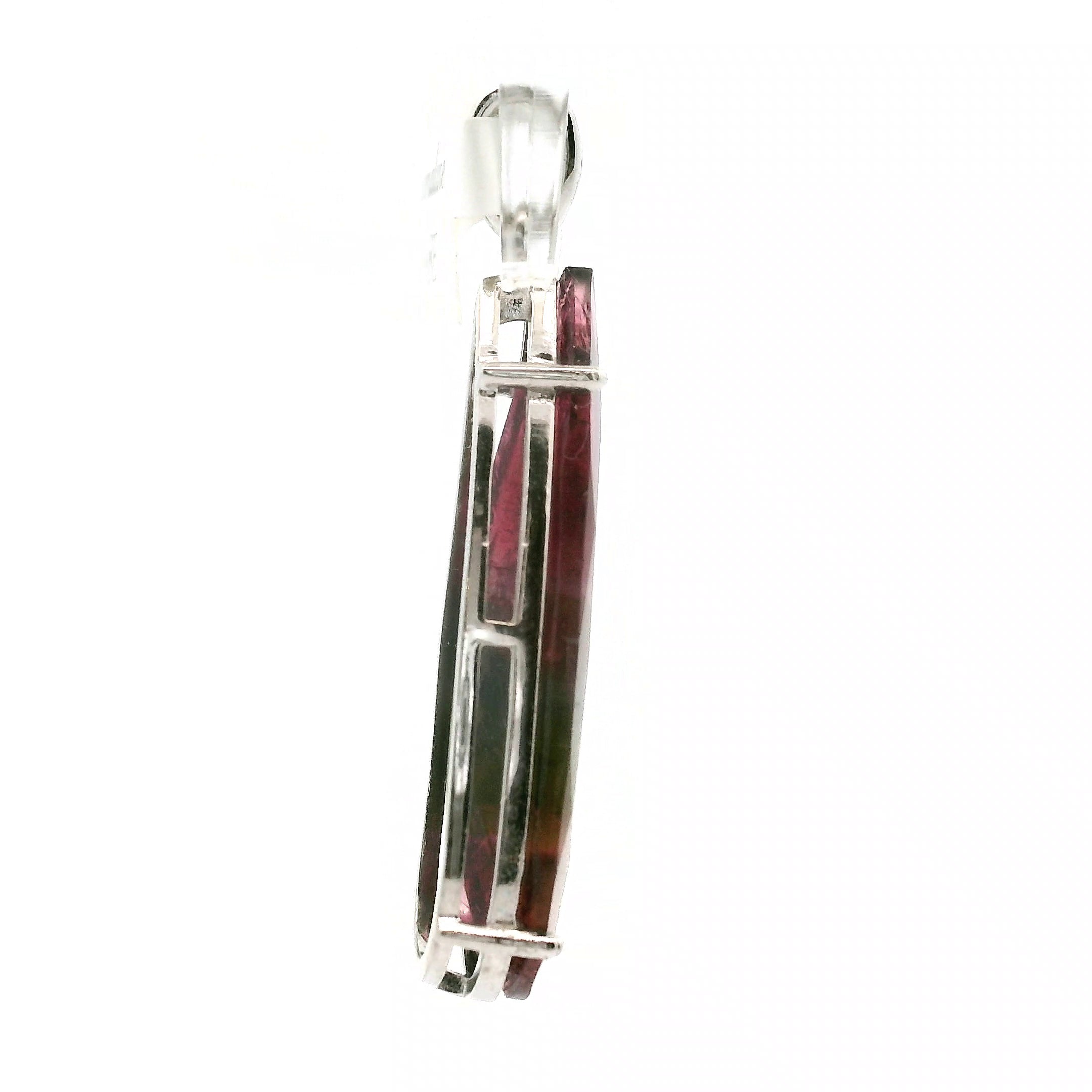 Phantom Watermelon Teardrop Tourmaline Pendant .925 Silver for Profound Compassion and Self-Love