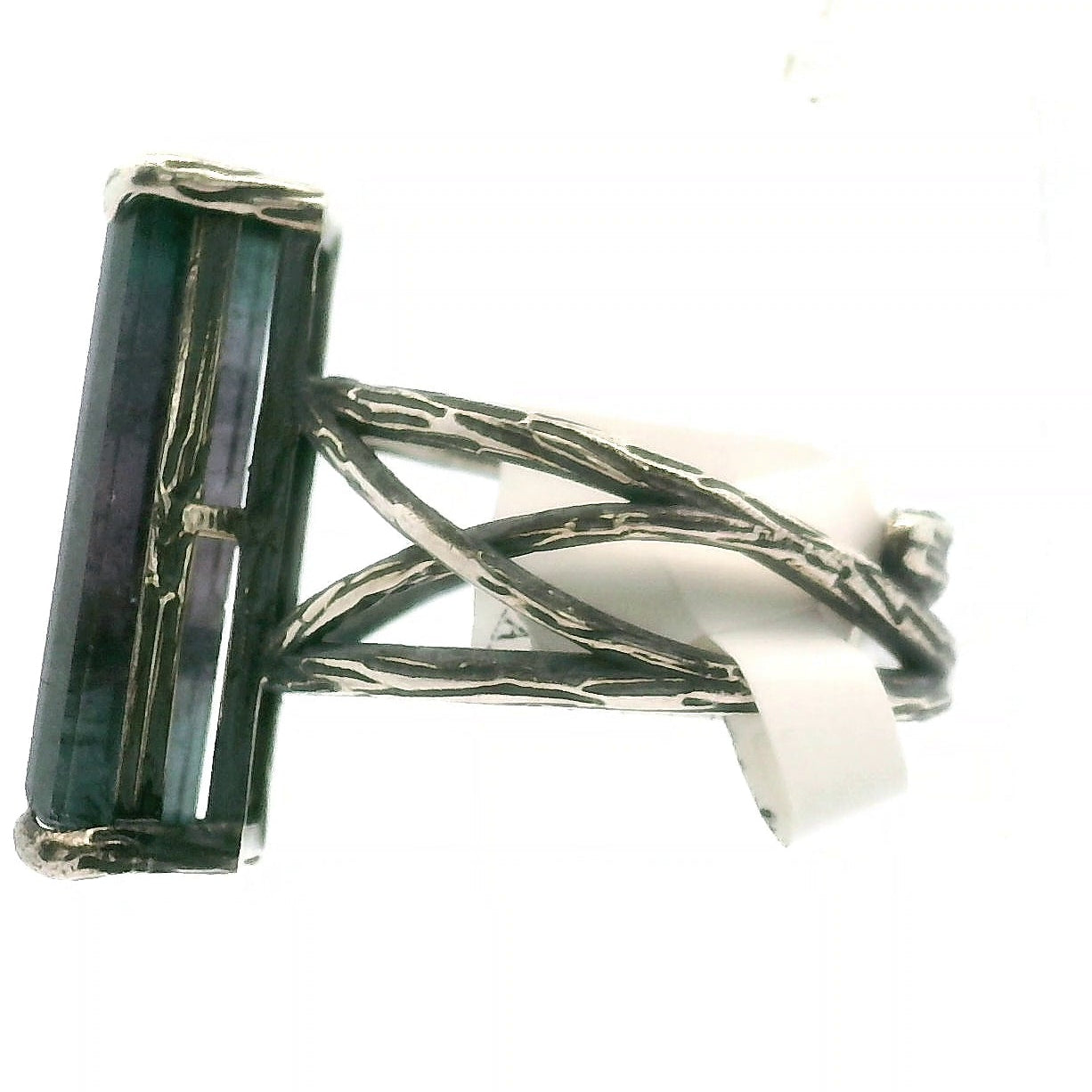 Nightshade Tourmaline Bad Witch Cuff Ring .925 Silver for Spiritual Growth and Renewal