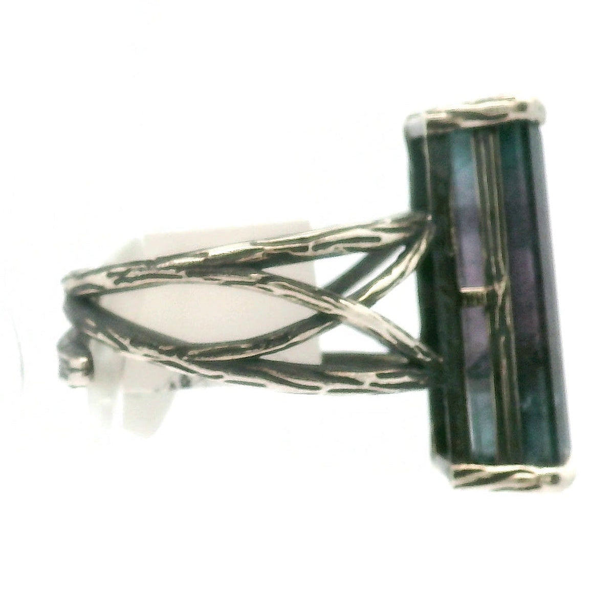 Nightshade Tourmaline Bad Witch Cuff Ring .925 Silver for Spiritual Growth and Renewal