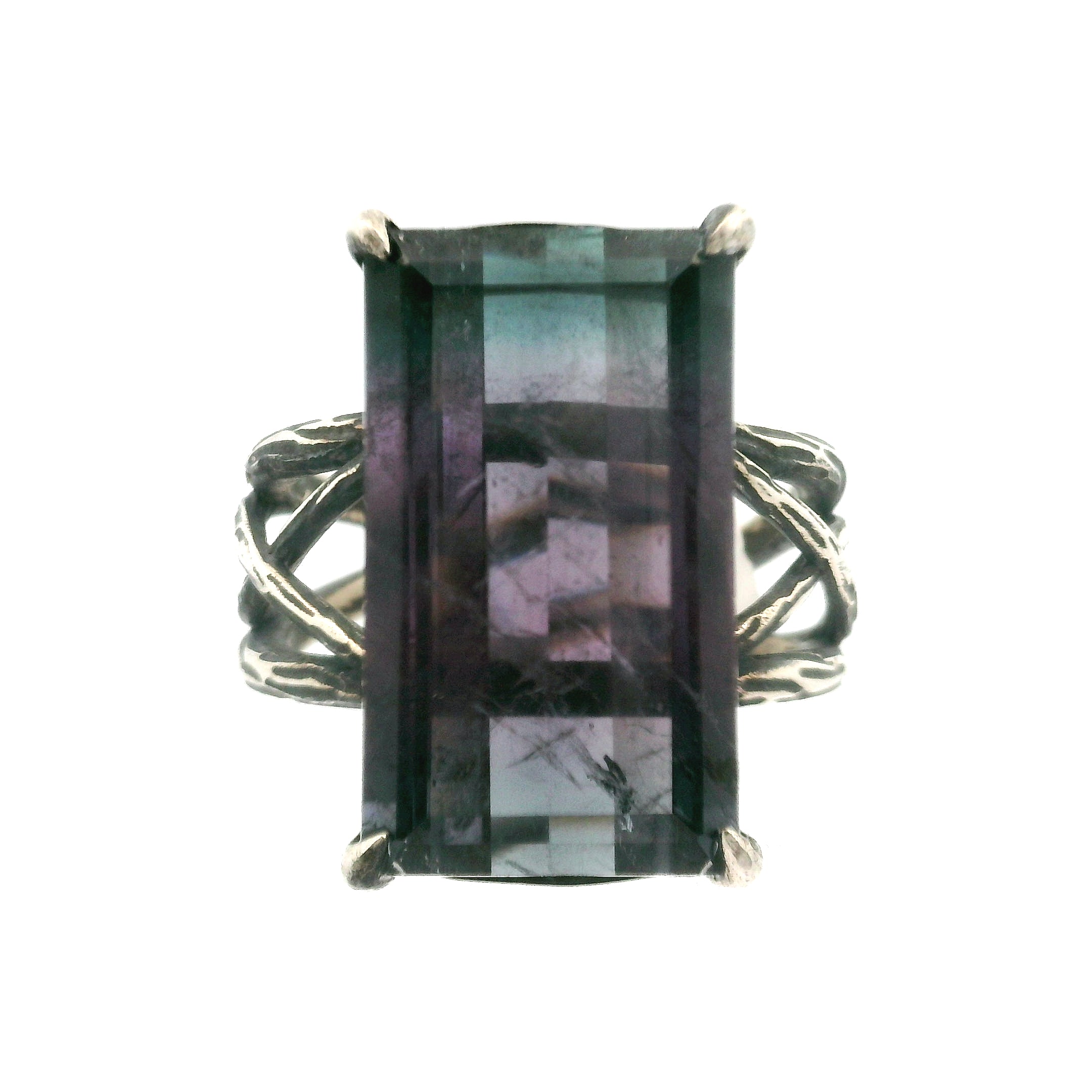 Nightshade Tourmaline Bad Witch Cuff Ring .925 Silver for Spiritual Growth and Renewal