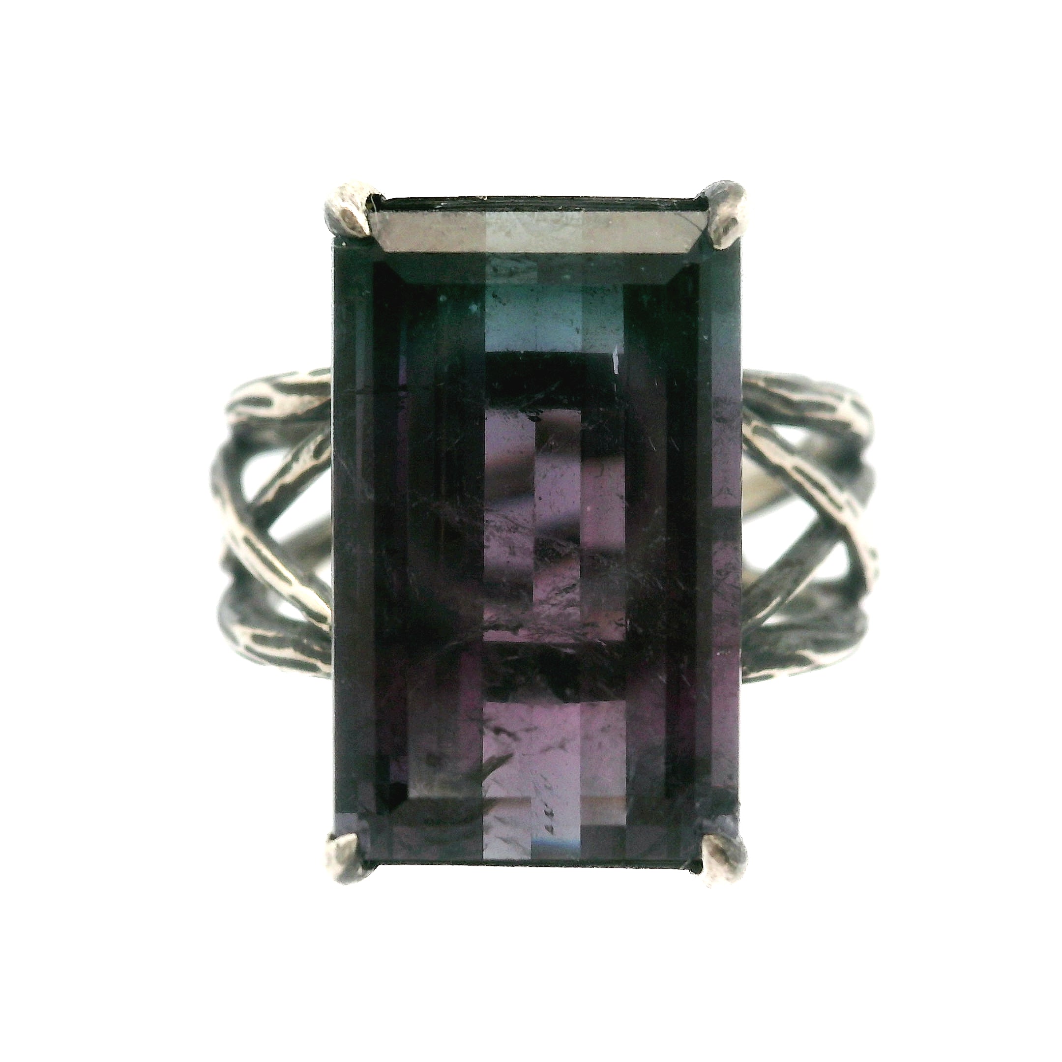 Nightshade Tourmaline Bad Witch Cuff Ring .925 Silver for Spiritual Growth and Renewal