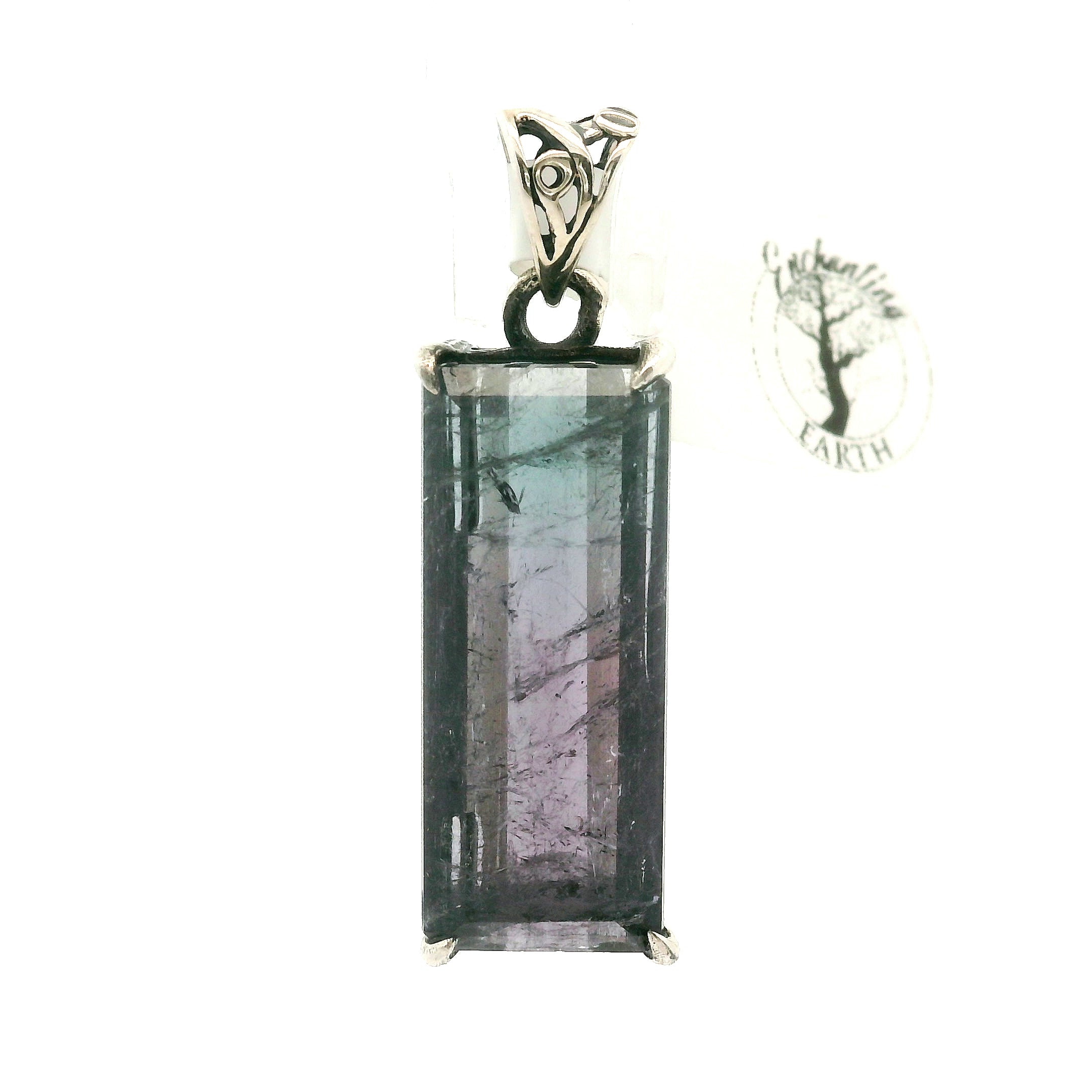Nightshade Tourmaline Bad Witch Pendant .925 Silver for Spiritual Growth and Renewal