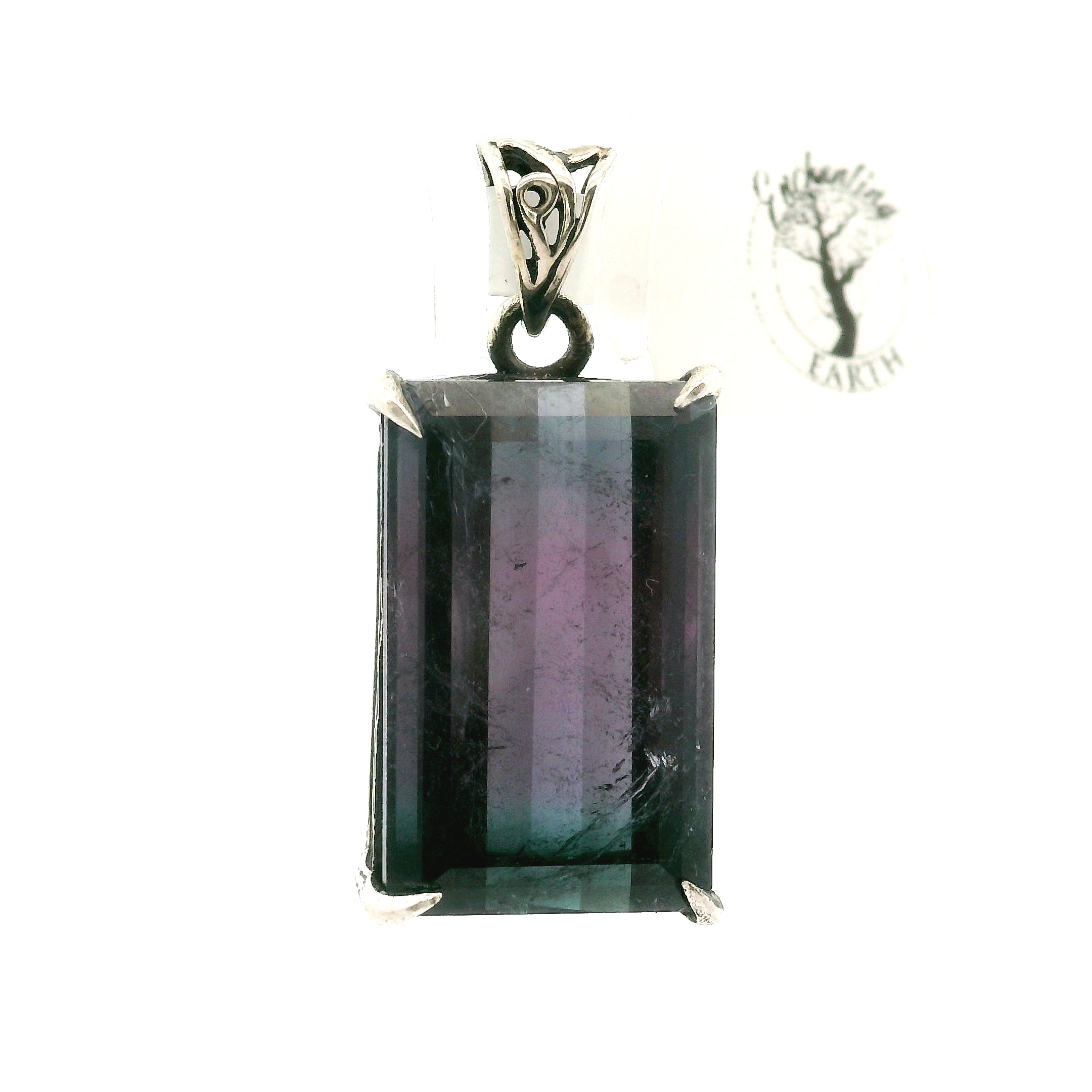 Nightshade Tourmaline Bad Witch Pendant .925 Silver for Spiritual Growth and Renewal