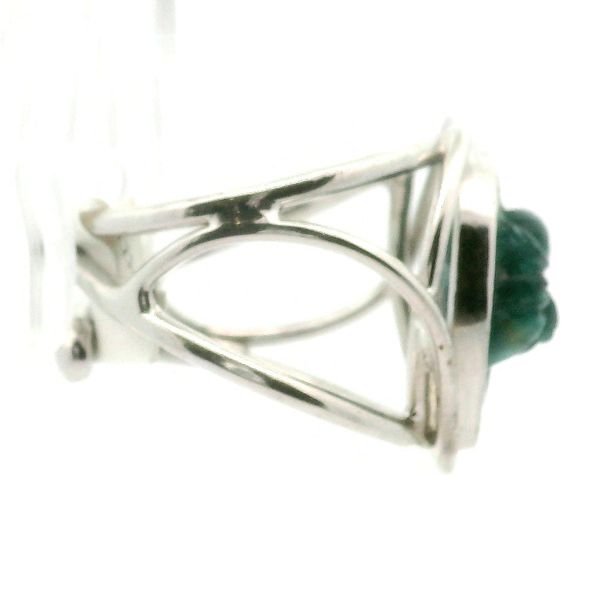 Grandidierite Spider Cuff Ring .925 Silver for Enhancing Intuition and Weaving of Personal Destiny