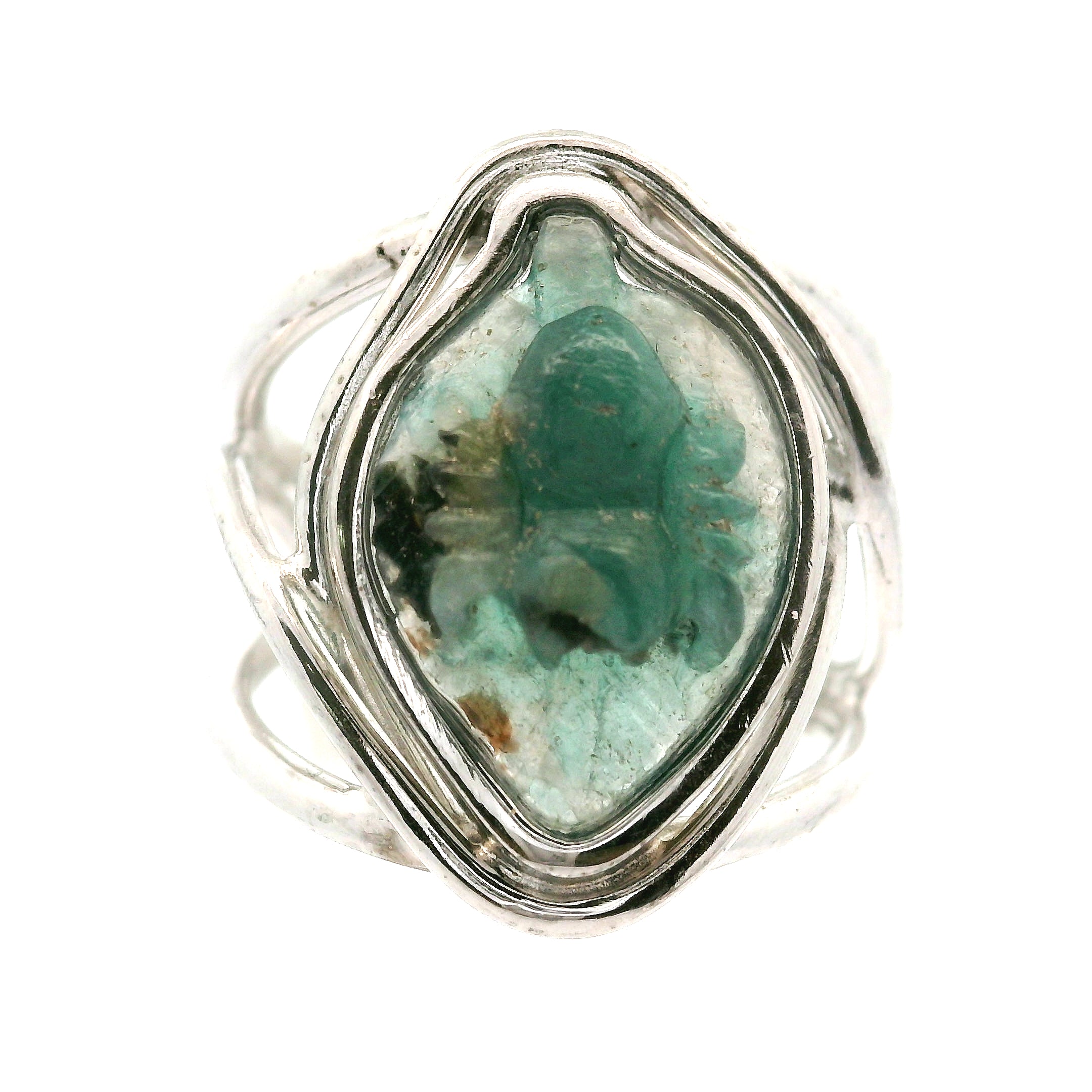 Grandidierite Spider Cuff Ring .925 Silver for Enhancing Intuition and Weaving of Personal Destiny