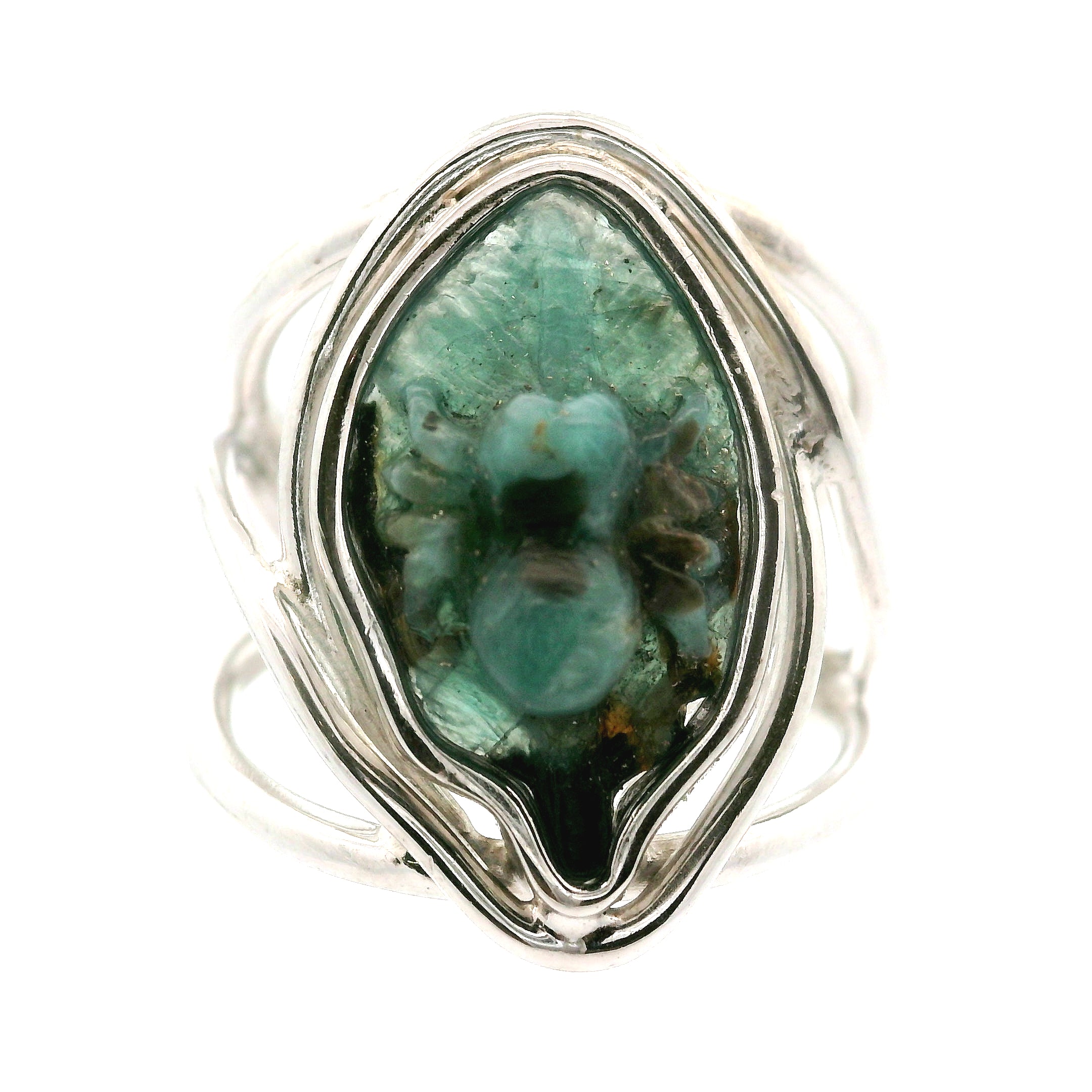 Grandidierite Spider Cuff Ring .925 Silver for Enhancing Intuition and Weaving of Personal Destiny
