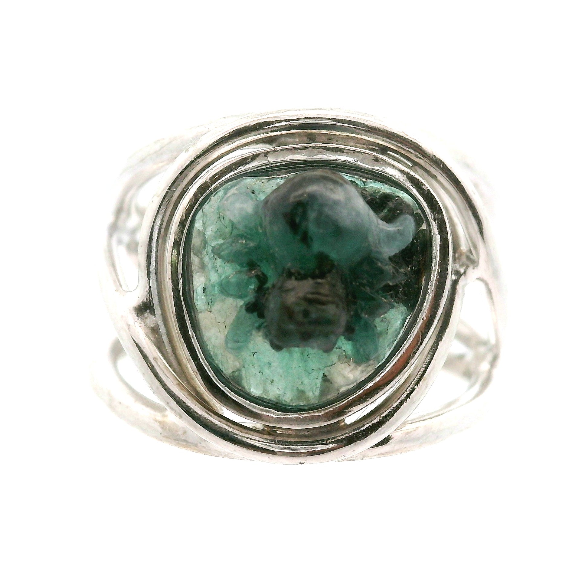 Grandidierite Spider Cuff Ring .925 Silver for Enhancing Intuition and Weaving of Personal Destiny
