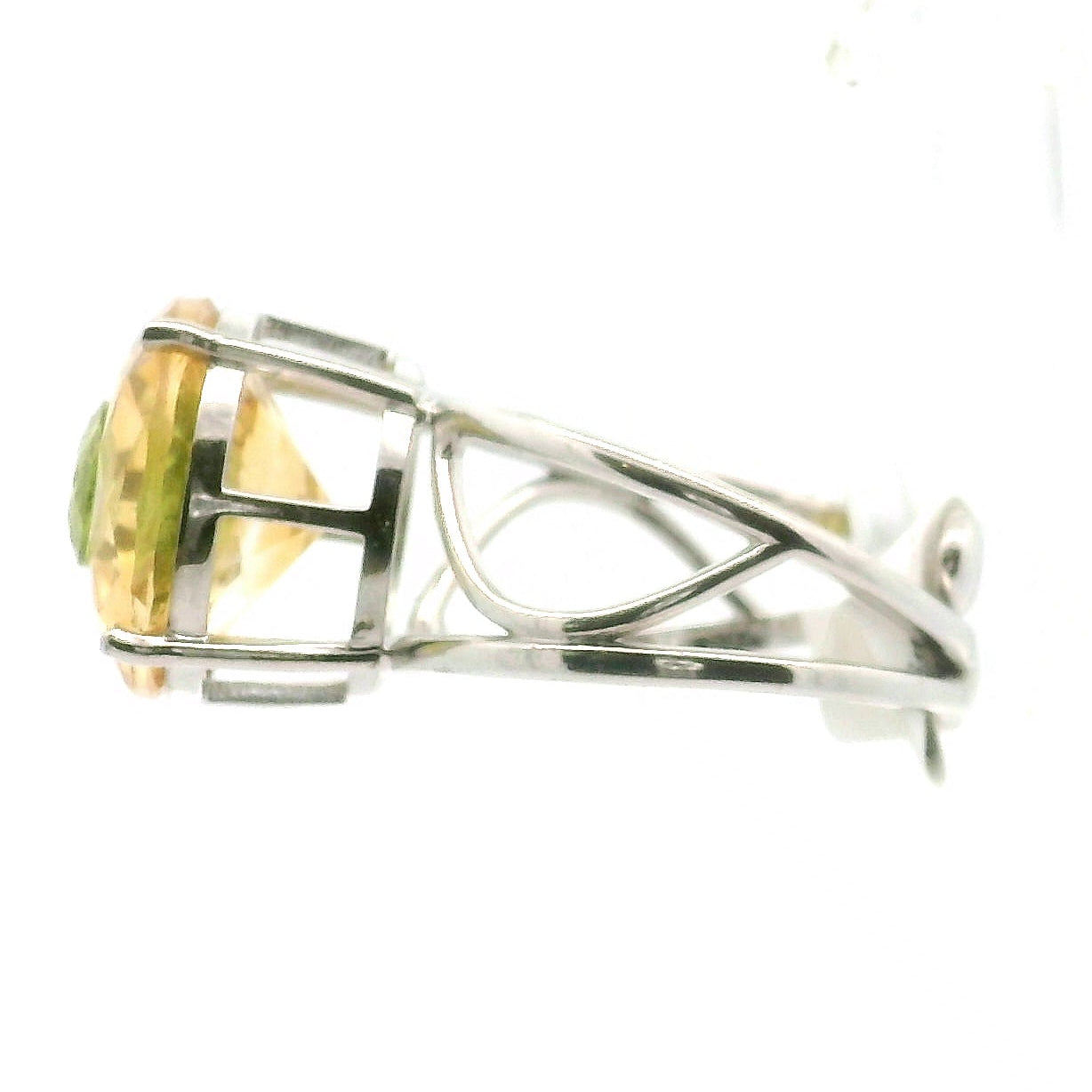 Evil Eye Faceted Gemstone Inlay Cuff Ring .925 Silver for Clarity