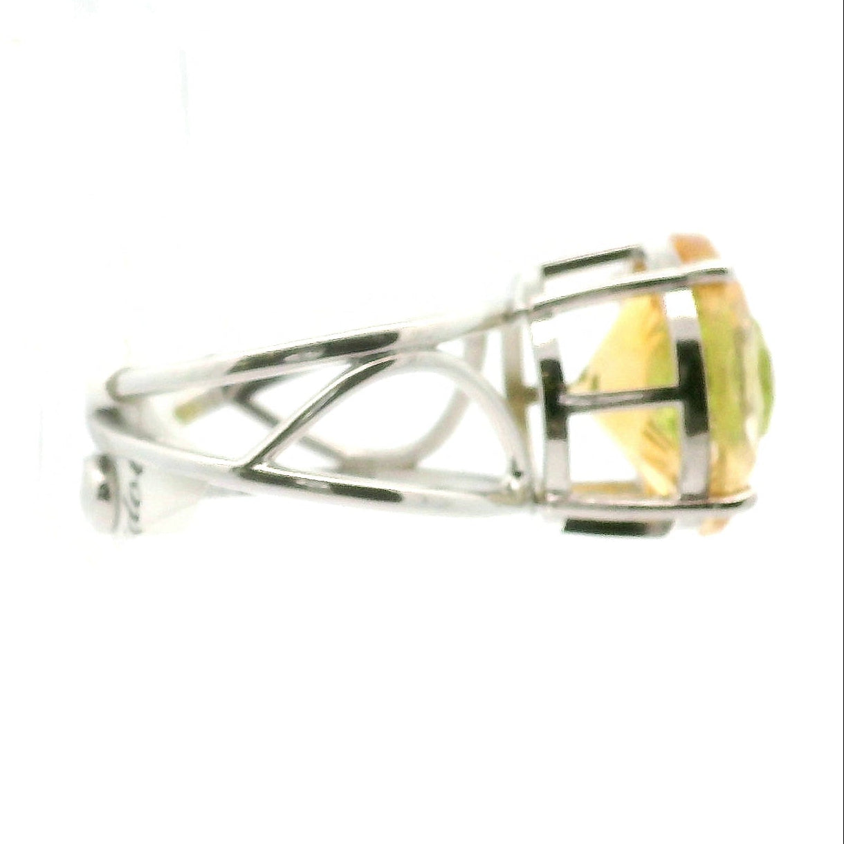 Evil Eye Faceted Gemstone Inlay Cuff Ring .925 Silver for Clarity