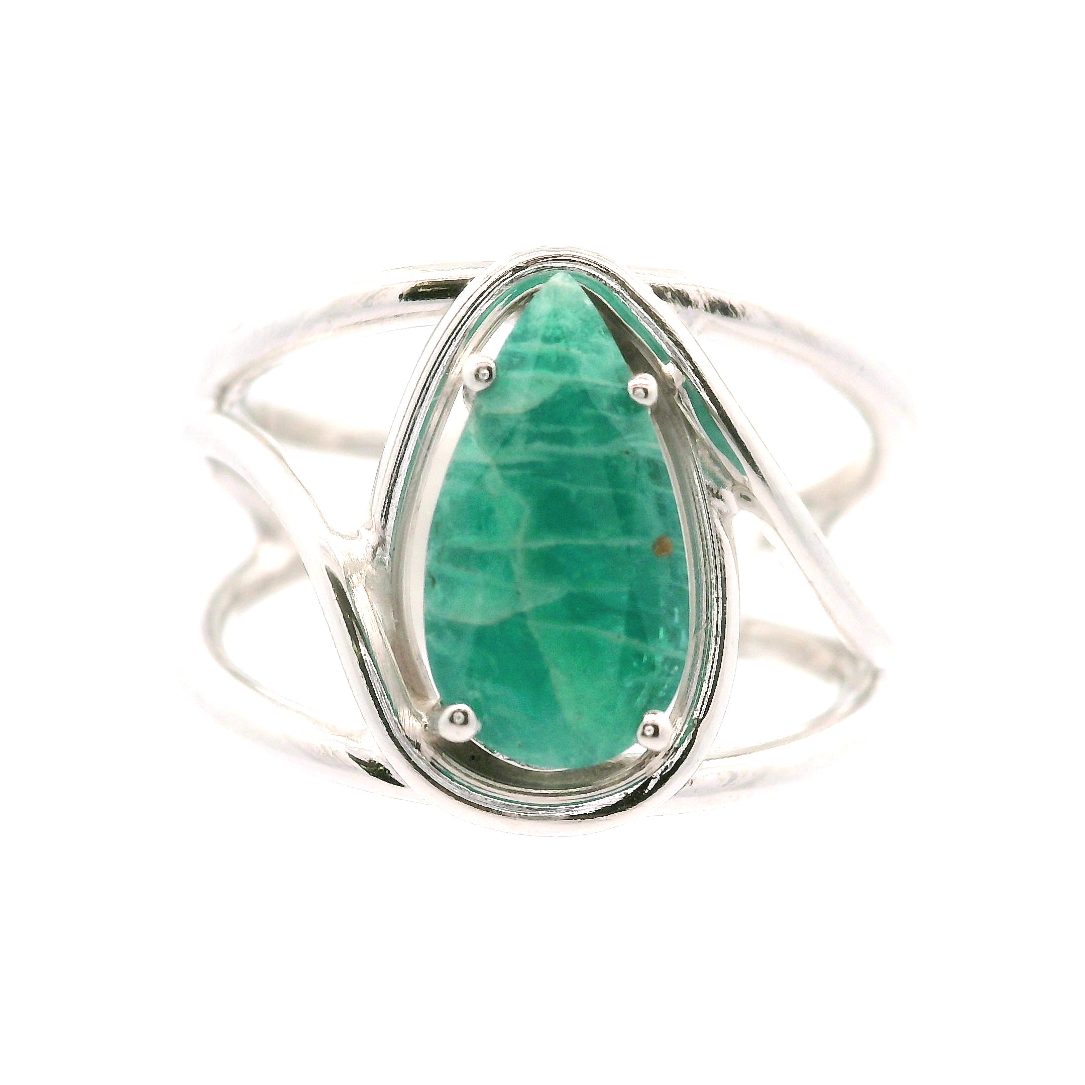 Sar-i-Sang Green Hauyne Midi Cuff Ring 925 Silver for Intuition, Purification and Meditation