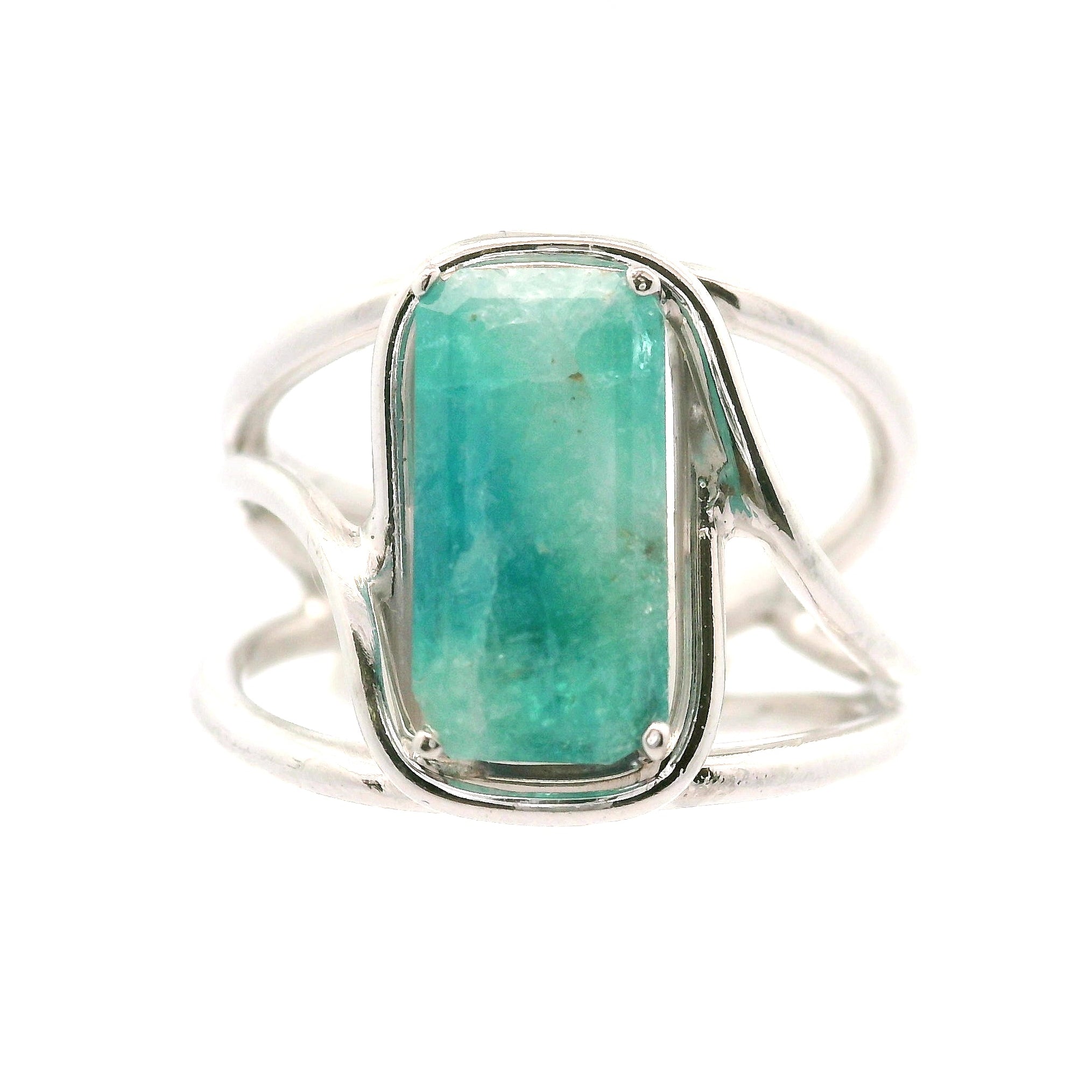 Sar-i-Sang Green Hauyne Midi Cuff Ring 925 Silver for Intuition, Purification and Meditation