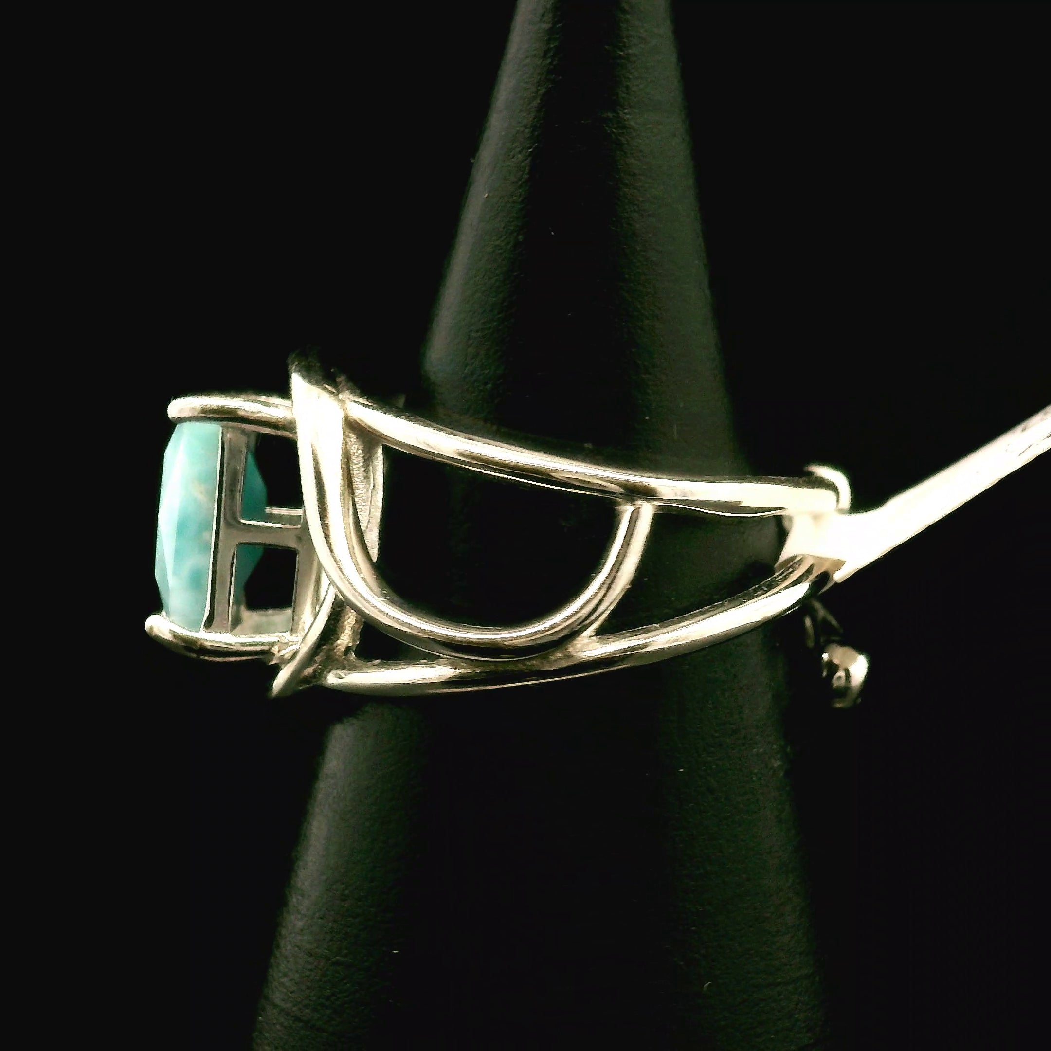 Larimar Cuff Ring .925 Silver for Peace and Tranquility