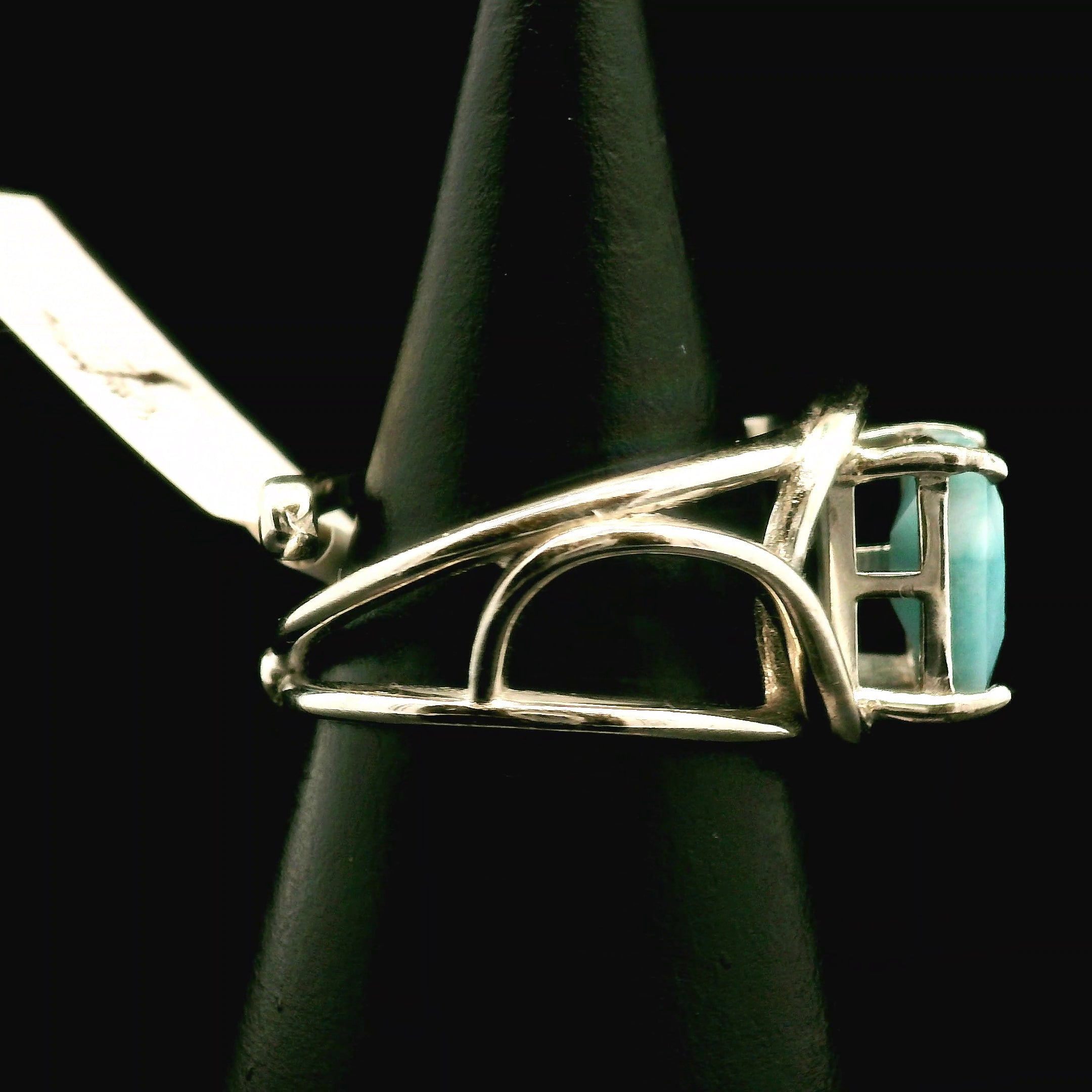 Larimar Cuff Ring .925 Silver for Peace and Tranquility