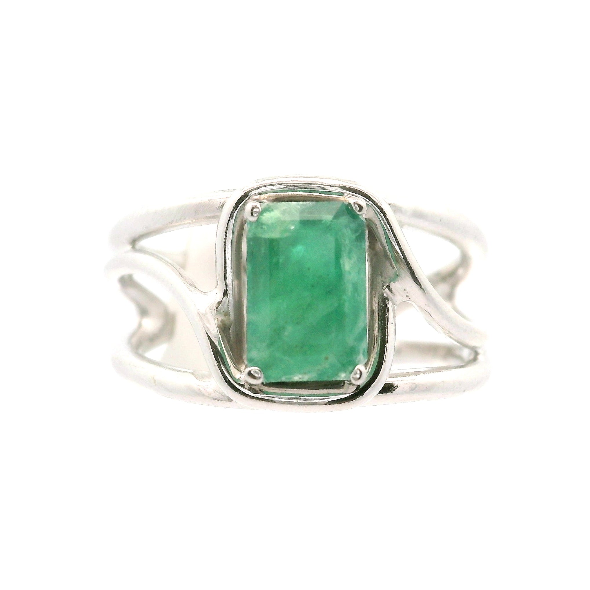 Sar-i-Sang Green Hauyne Midi Cuff Ring 925 Silver for Intuition, Purification and Meditation