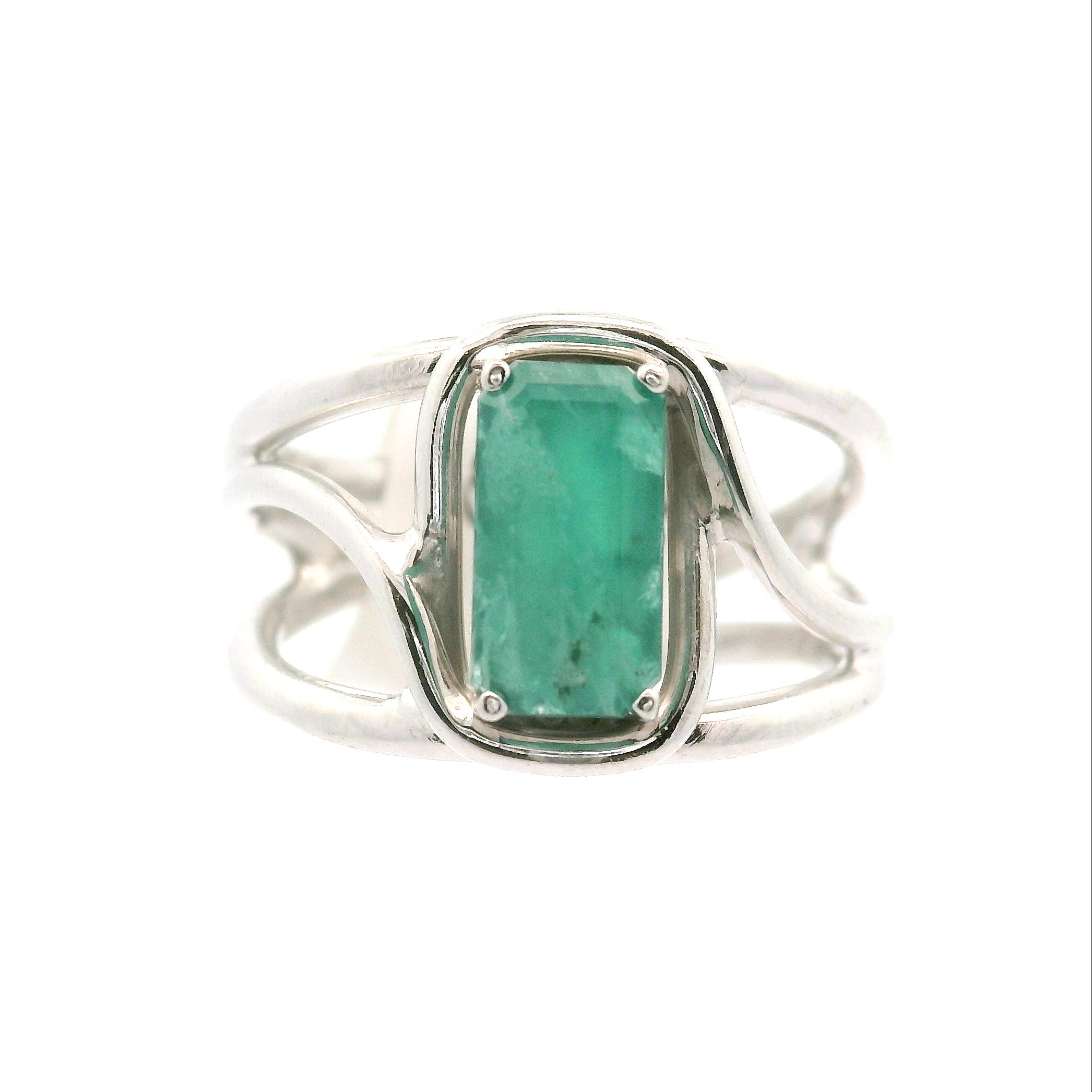 Sar-i-Sang Green Hauyne Midi Cuff Ring 925 Silver for Intuition, Purification and Meditation
