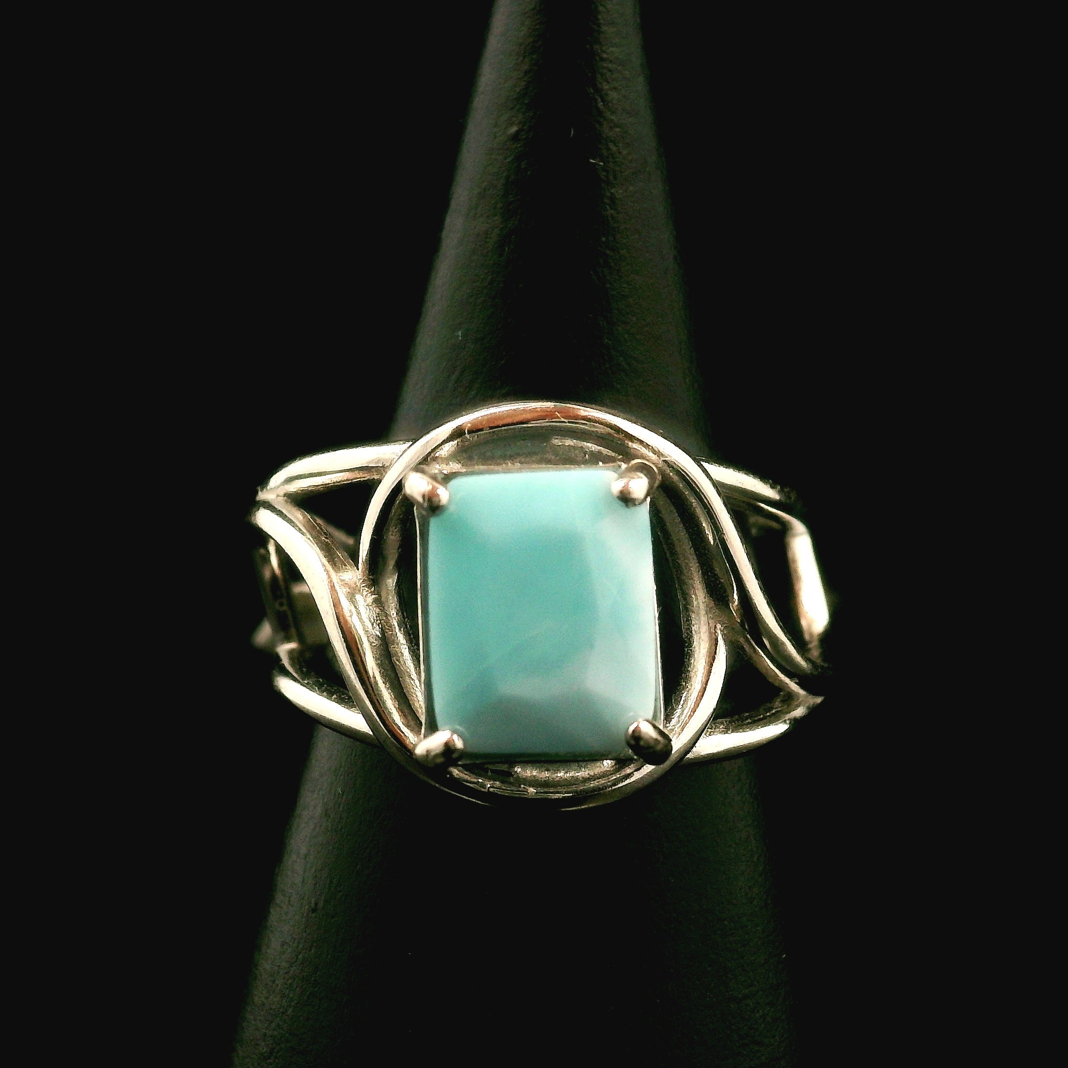 Larimar Cuff Ring .925 Silver for Peace and Tranquility