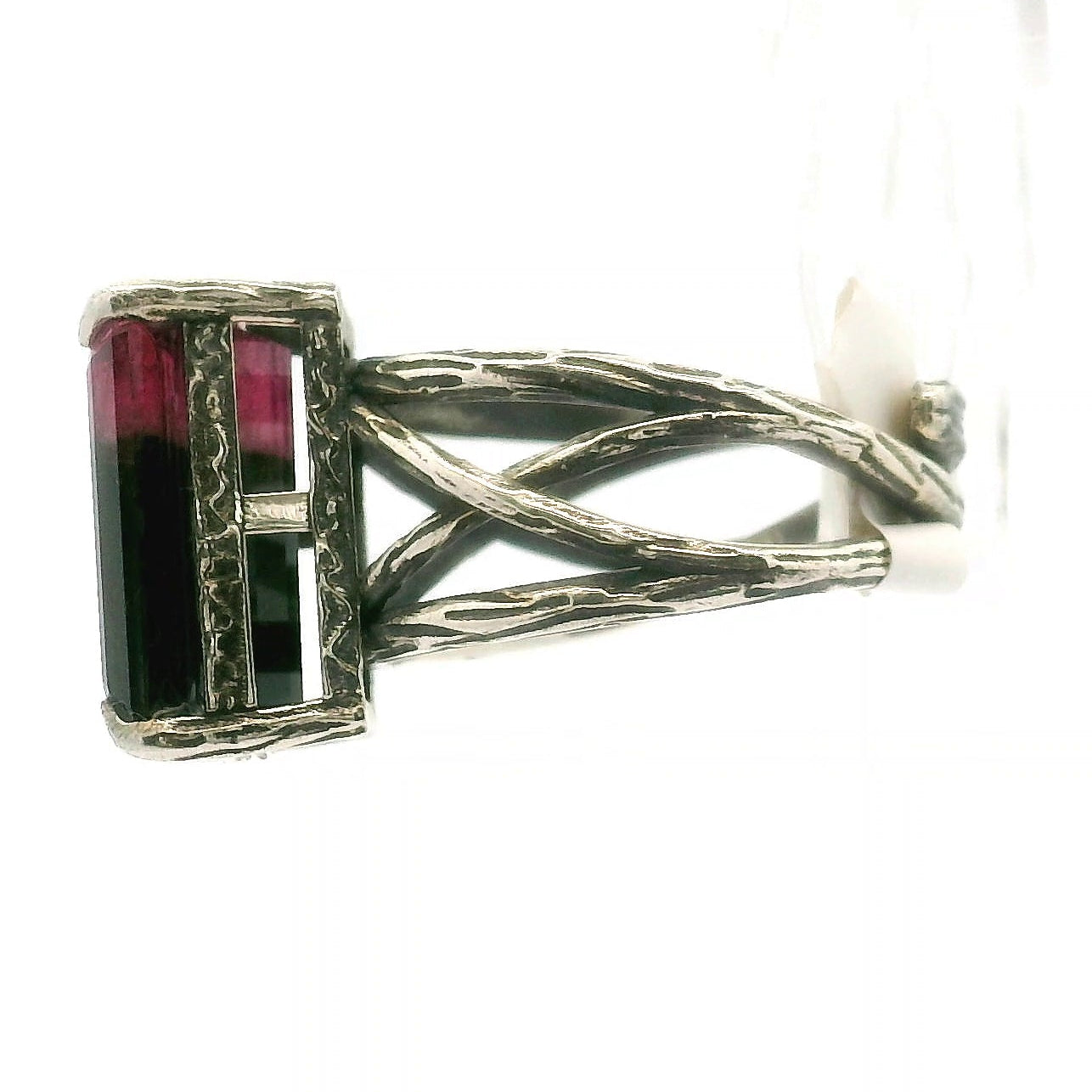 Wicked Watermelon Tourmaline Bad Witch Cuff Ring .925 Silver for Balancing and Igniting Passion