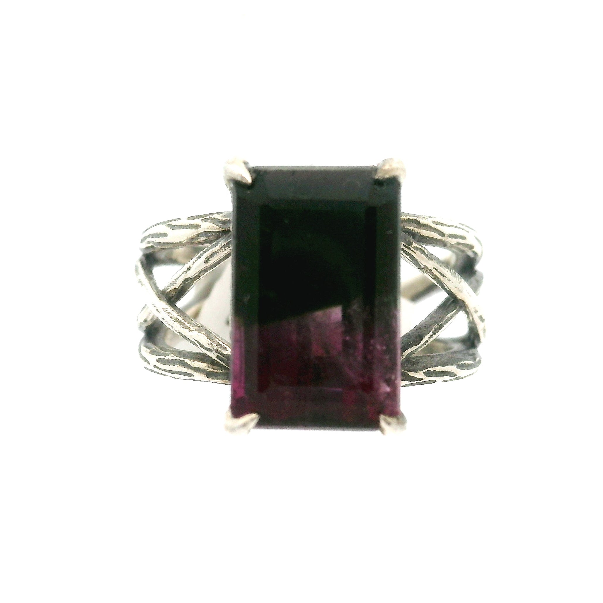 Wicked Watermelon Tourmaline Bad Witch Cuff Ring .925 Silver for Balancing and Igniting Passion