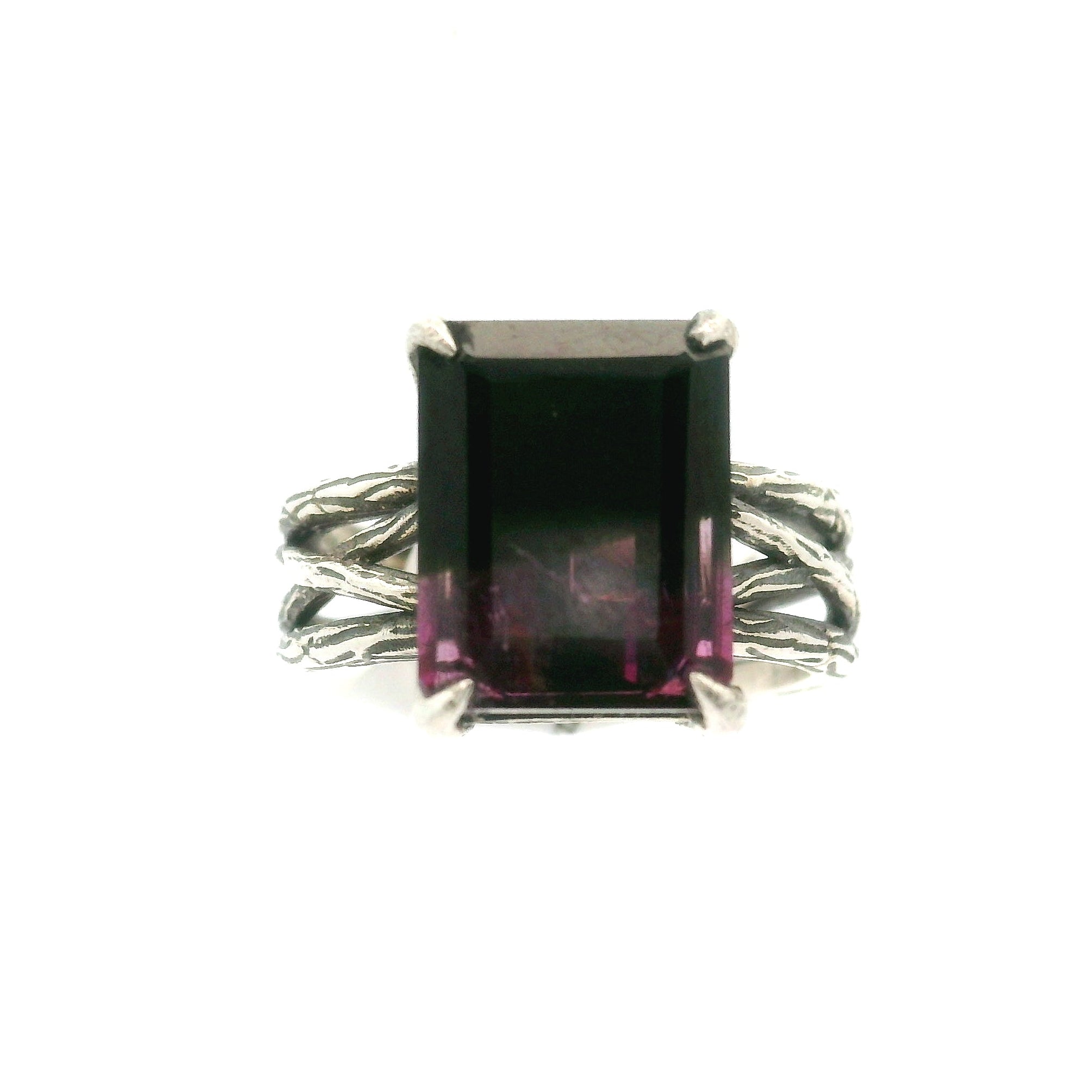 Wicked Watermelon Tourmaline Bad Witch Cuff Ring .925 Silver for Balancing and Igniting Passion