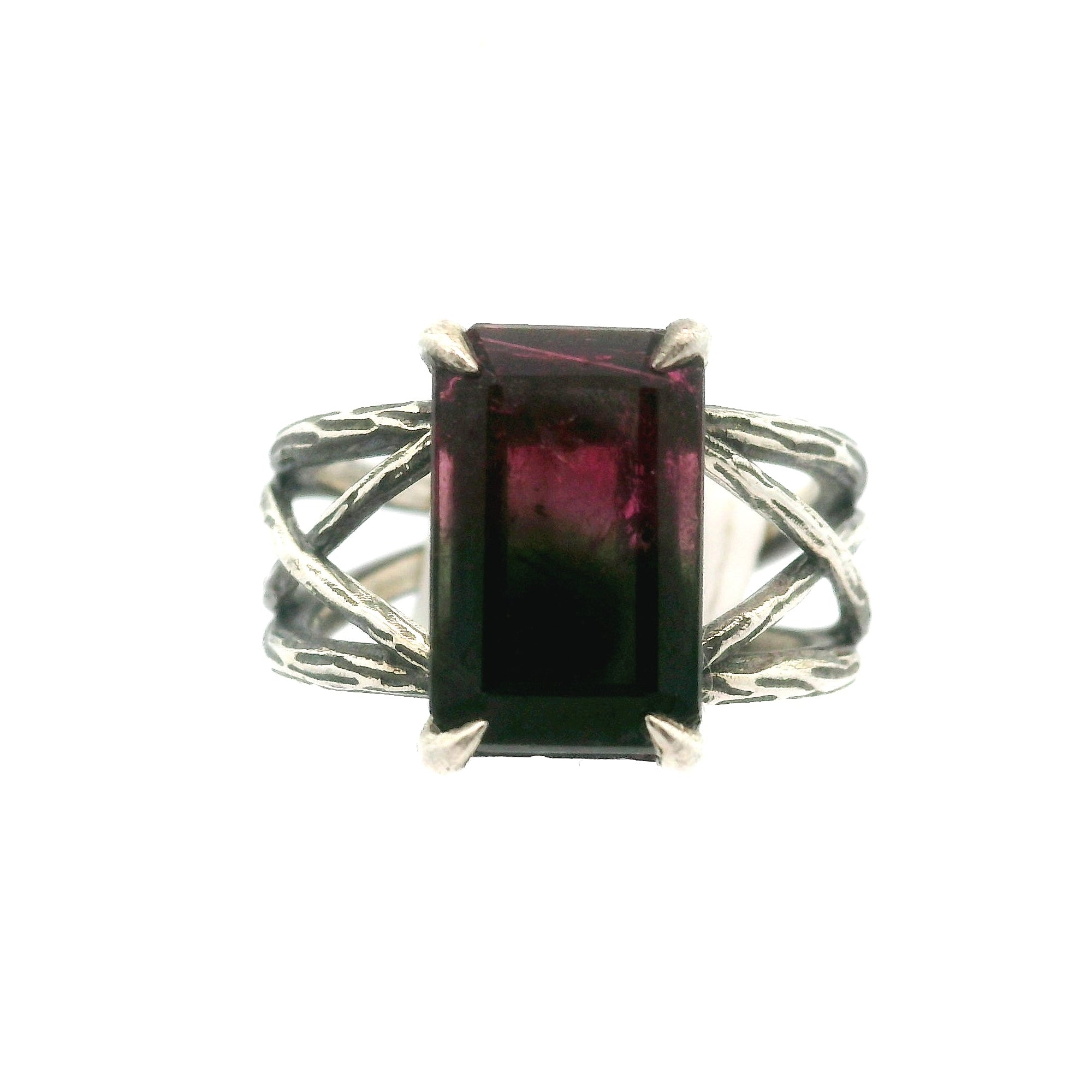 Wicked Watermelon Tourmaline Bad Witch Cuff Ring .925 Silver for Balancing and Igniting Passion
